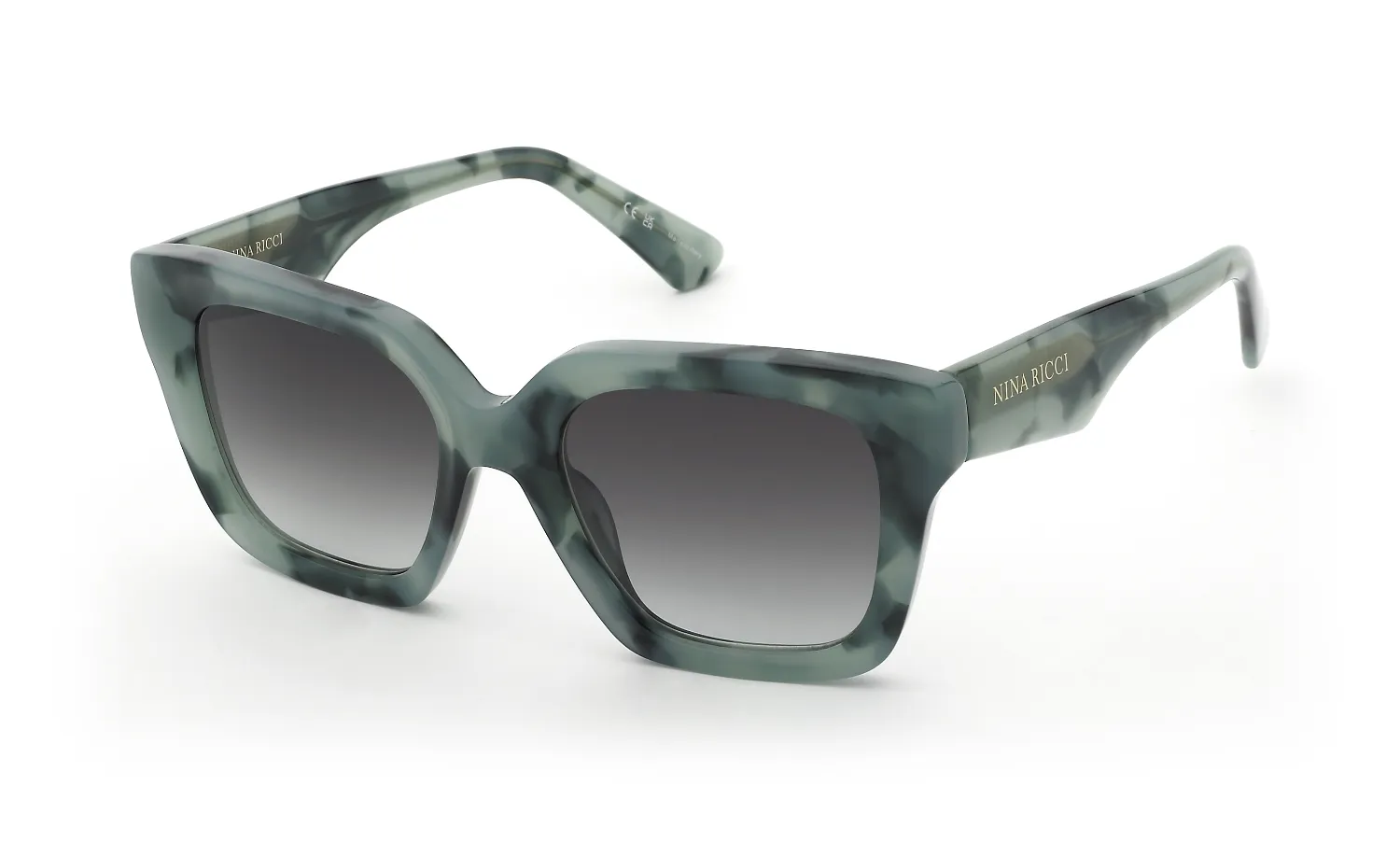 Nina Ricci SNR458 092I Occhiali da sole Acetato Havana Fumo Squadrata Normale Sfumato - immagine 1