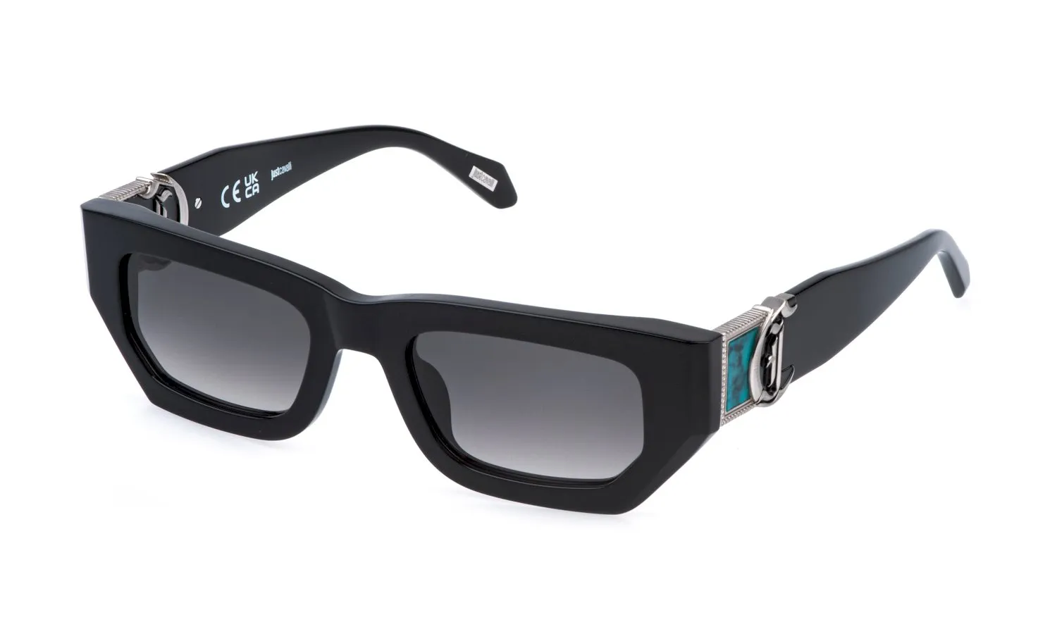 Just Cavalli SJC170V 700Y Occhiali da sole Acetato Nero Fumo Geometrica Normale Sfumato - immagine 1