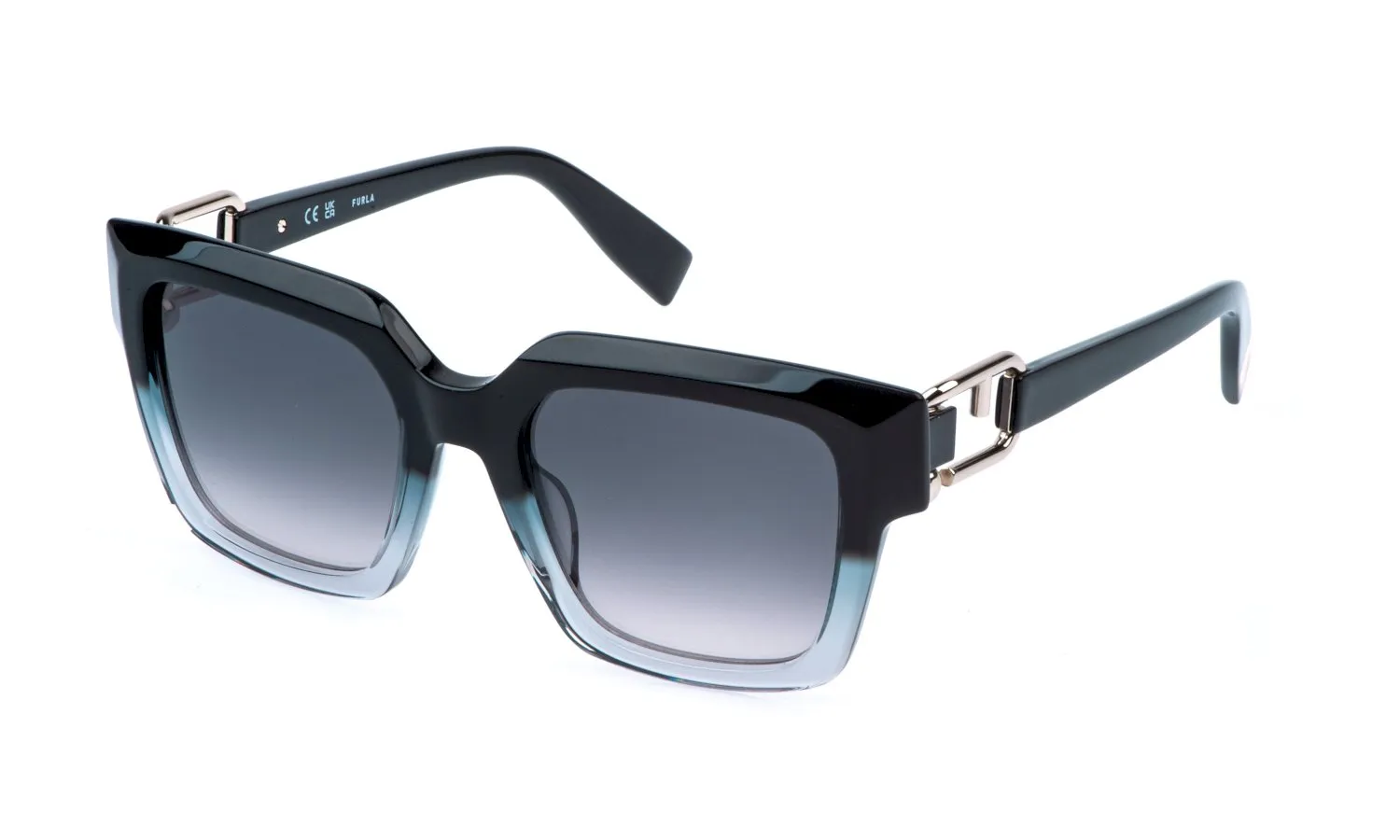 Furla SFU981 06CB Occhiali da sole Acetato Blu Fumo Squadrata Normale Sfumato - immagine 1