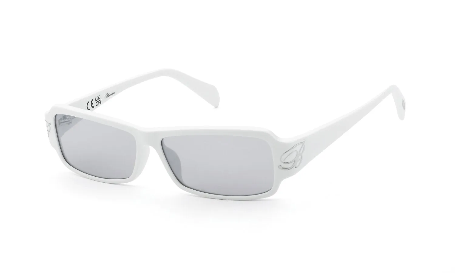 Blumarine SBM906 847X Occhiali da sole Acetato Bianco Fumo Squadrata Normale Specchiato - immagine 1