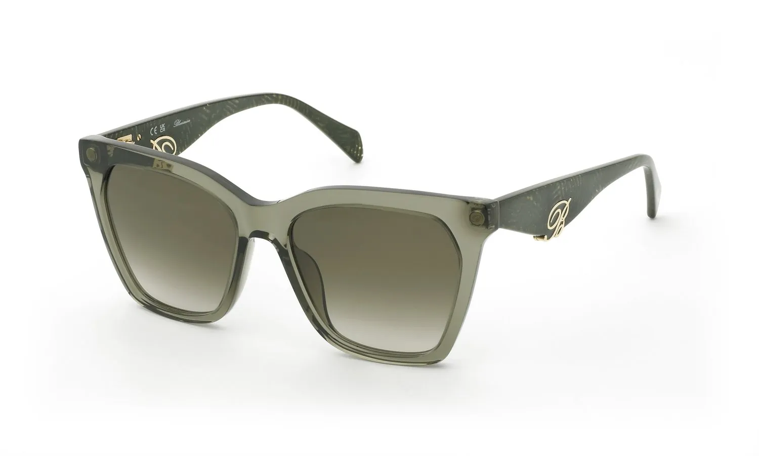 Blumarine SBM901V 0G61 Occhiali da sole Acetato Verde Verde Geometrica Normale Sfumato - immagine 1