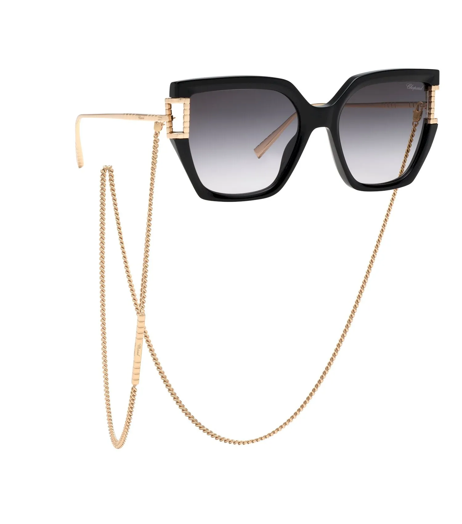 Chopard IKCH378 0BLK Occhiali da sole Acetato Nero Fumo Geometrica Antiriflesso Sfumato - immagine 1