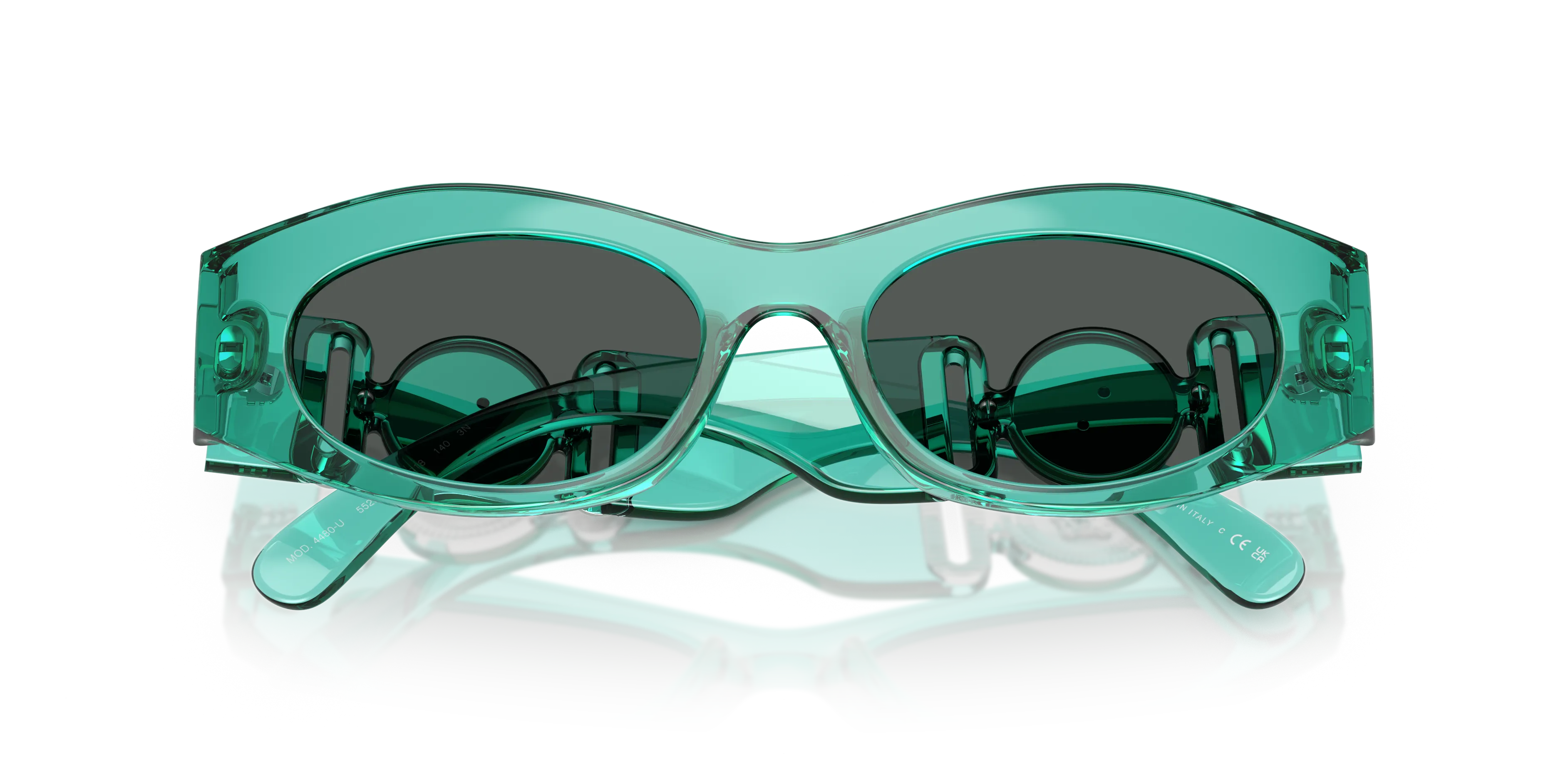 Versace VE4480U 552987 Occhiali da sole Iniettato Verde Grigio Cat Eye Normale - immagine 2