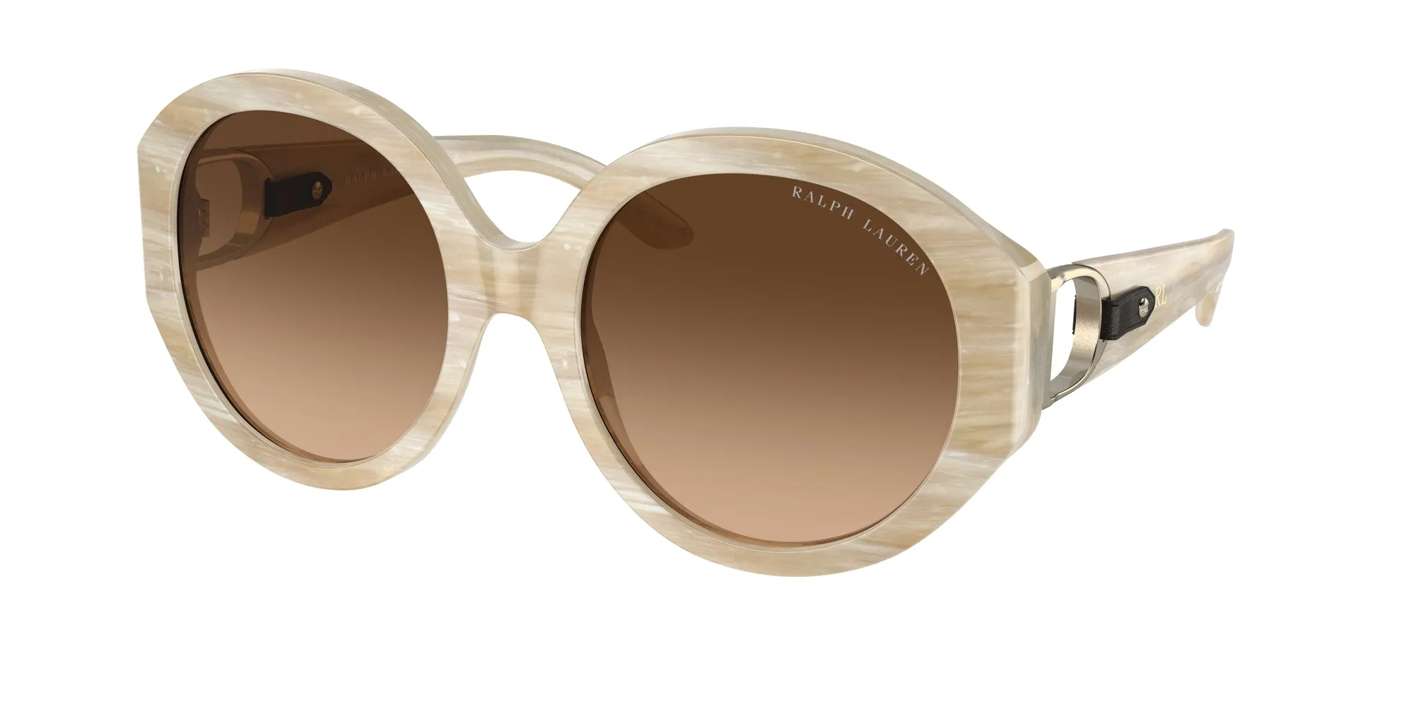 Ralph Lauren RL8188Q 608474 Occhiali da sole Acetato Beige Marrone Rotonda Normale Sfumato - immagine 1
