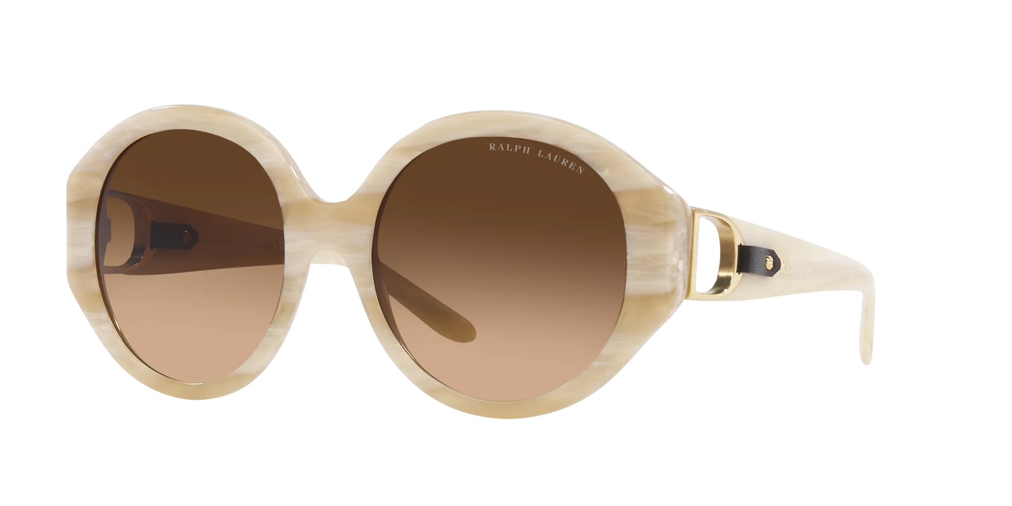 Ralph Lauren RL8188Q 608474 Occhiali da sole Acetato Beige Marrone Rotonda Normale Sfumato - immagine 3