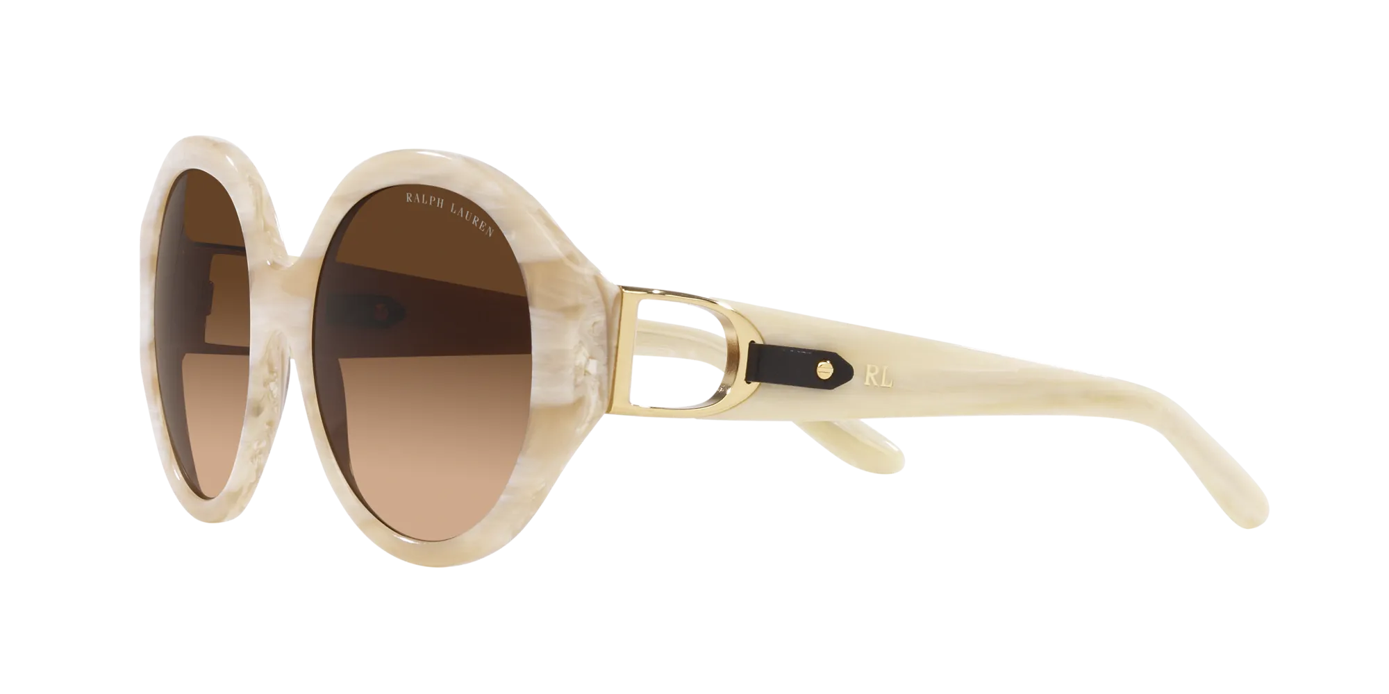 Ralph Lauren RL8188Q 608474 Occhiali da sole Acetato Beige Marrone Rotonda Normale Sfumato - immagine 4