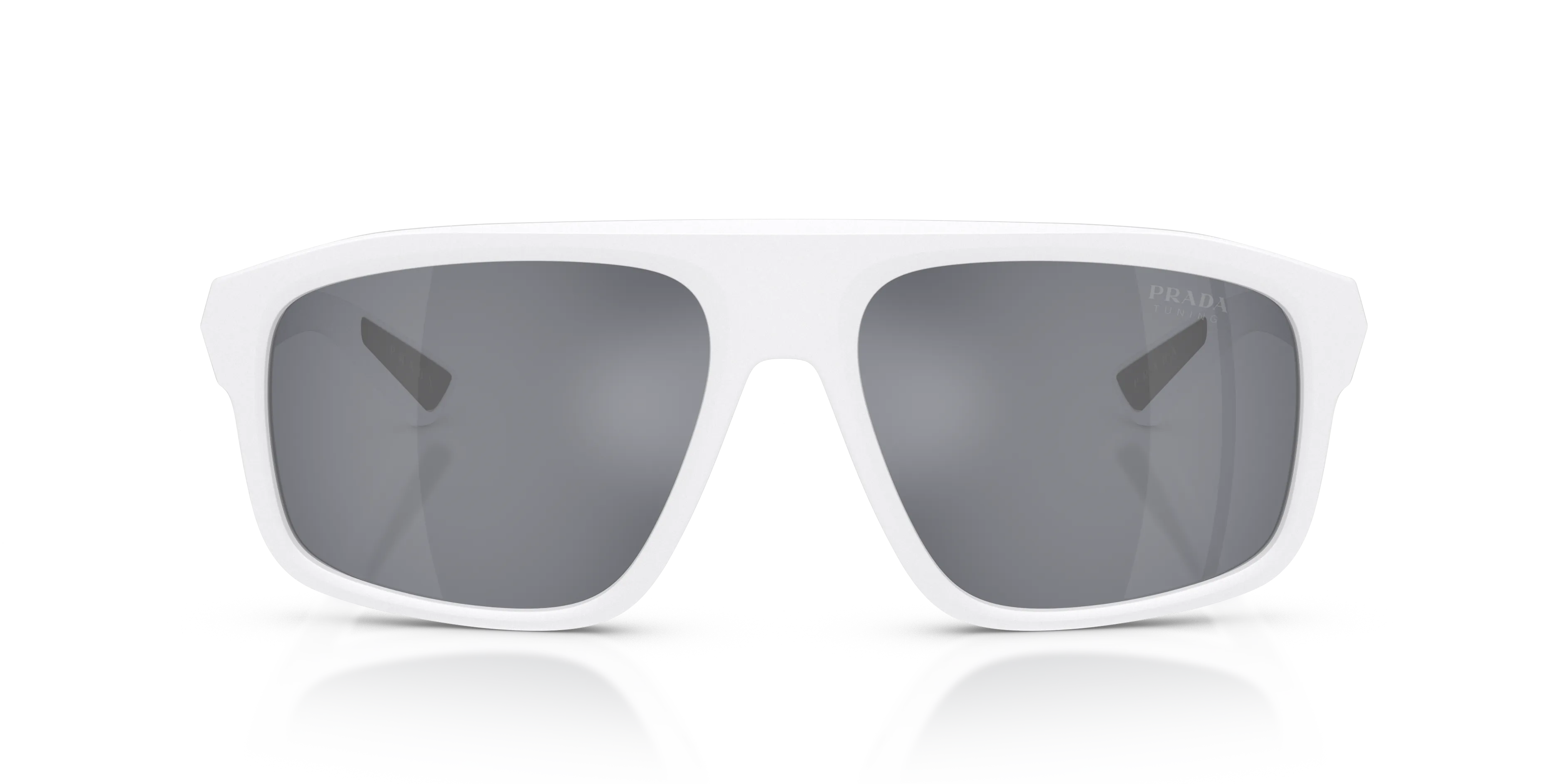 Prada Linea Rossa PS B02S AAI40A Occhiali da sole Iniettato Bianco Azzurro Geometrica Specchiate - immagine 3