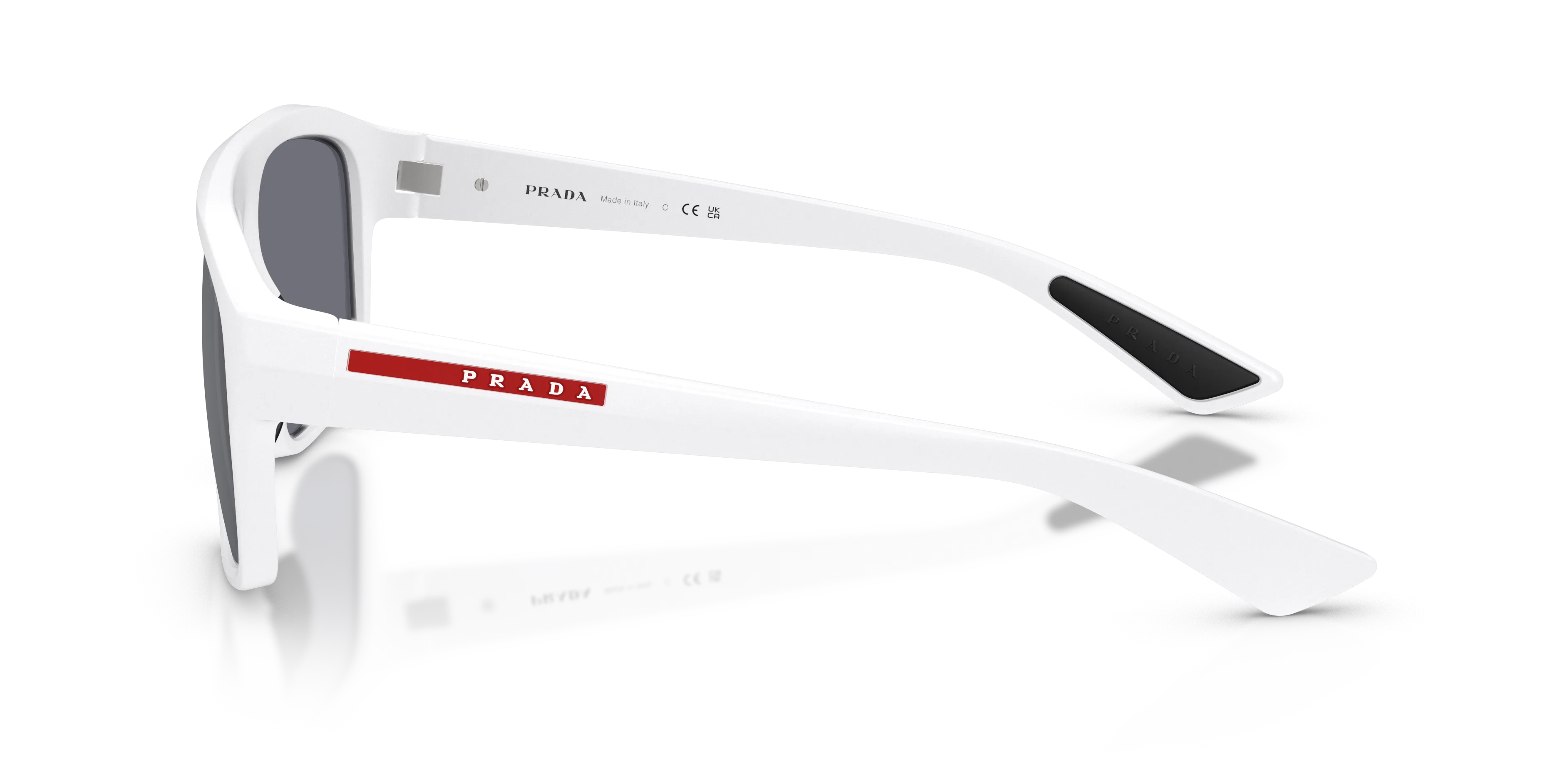 Prada Linea Rossa PS B02S AAI40A Occhiali da sole Iniettato Bianco Azzurro Geometrica Specchiate - immagine 4