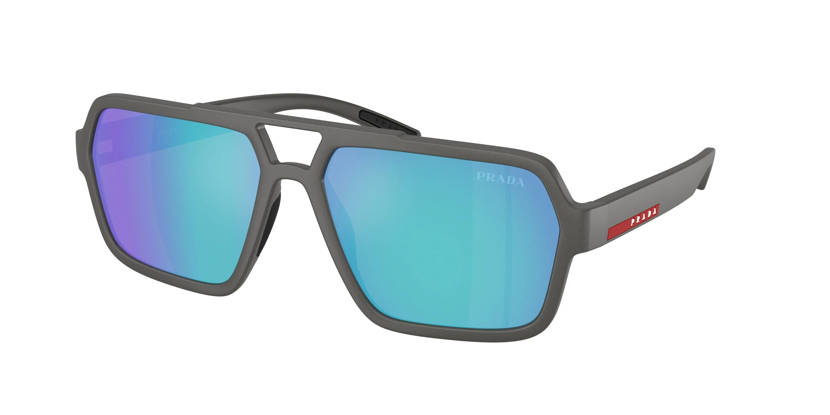Prada Linea Rossa PS A06S 16X08R Occhiali da sole Iniettato Grigio Verde Pilot Specchiate - immagine 1