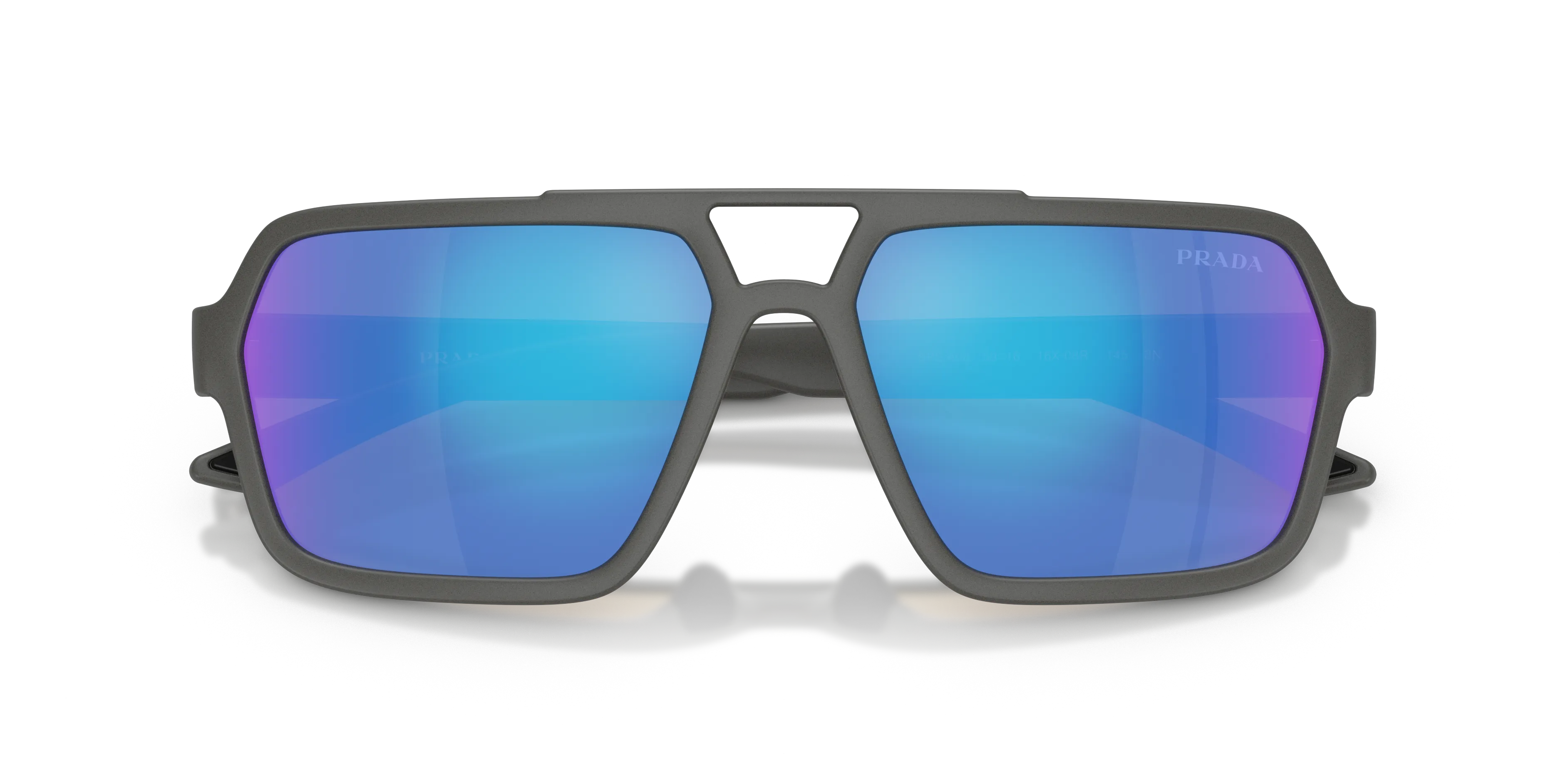 Prada Linea Rossa PS A06S 16X08R Occhiali da sole Iniettato Grigio Verde Pilot Specchiate - immagine 2