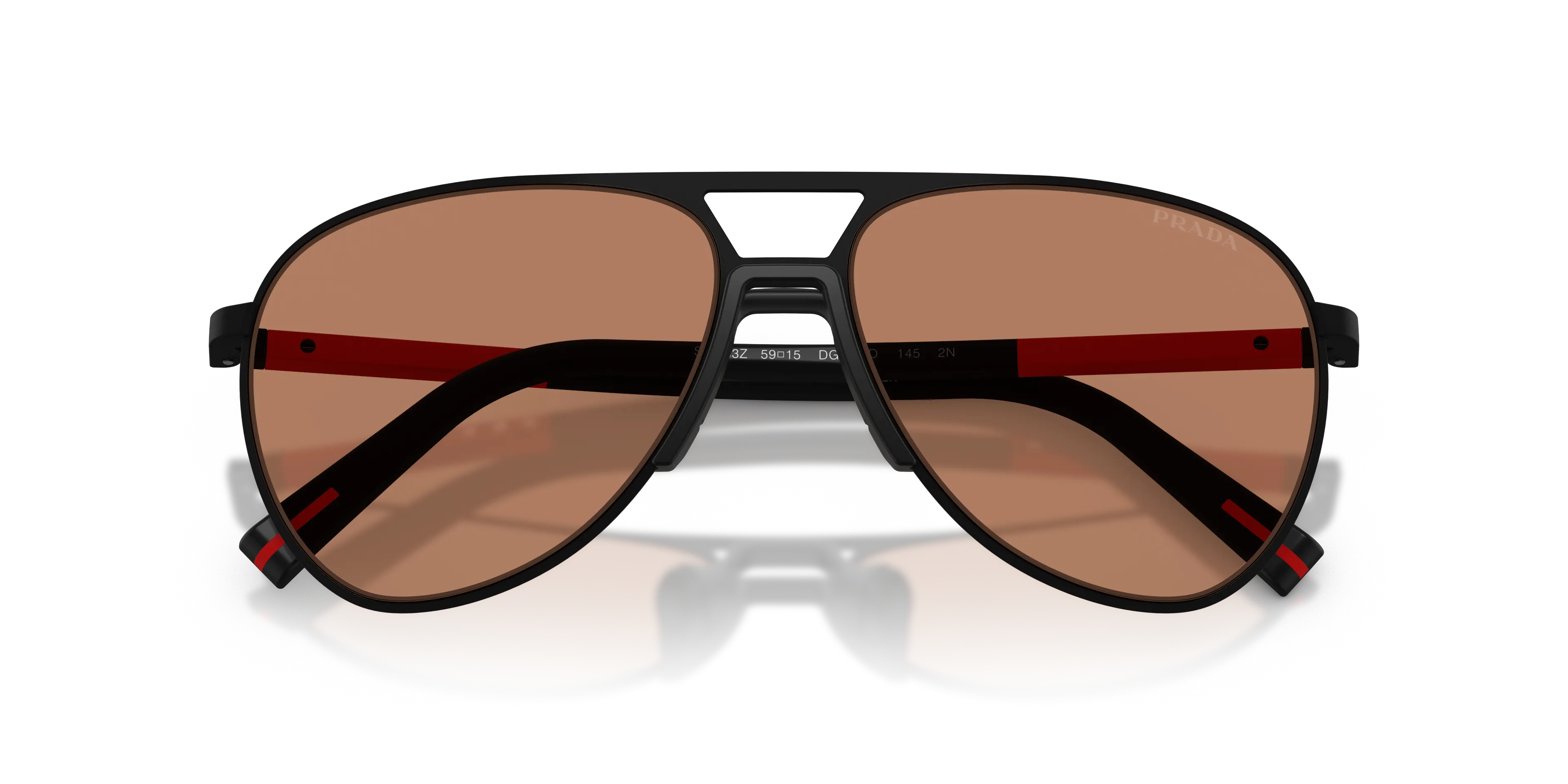 Prada Linea Rossa PS 53ZS DG020D Occhiali da sole Metallo Nero Marrone Pilot Normale - immagine 2