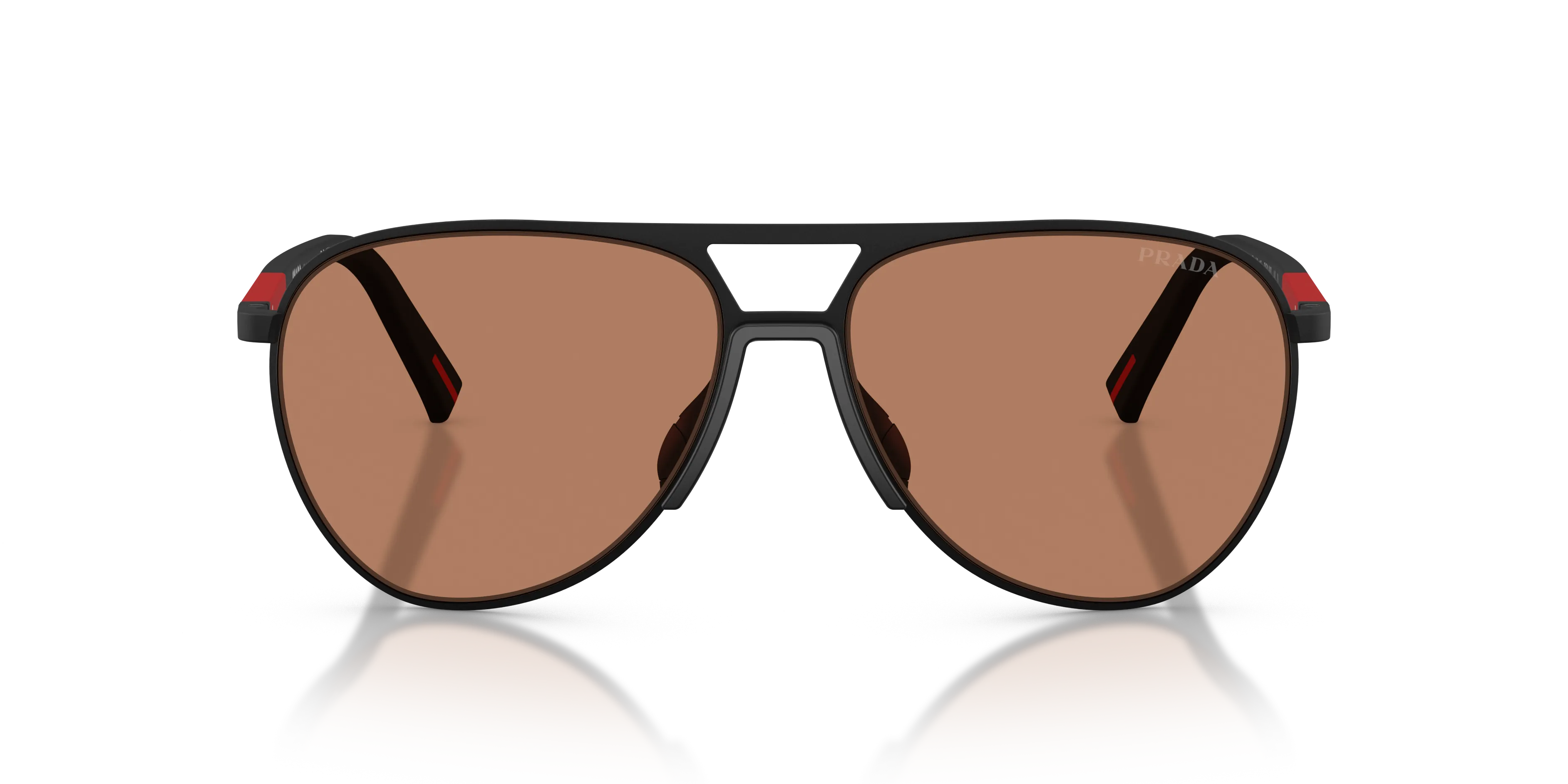 Prada Linea Rossa PS 53ZS DG020D Occhiali da sole Metallo Nero Marrone Pilot Normale - immagine 3