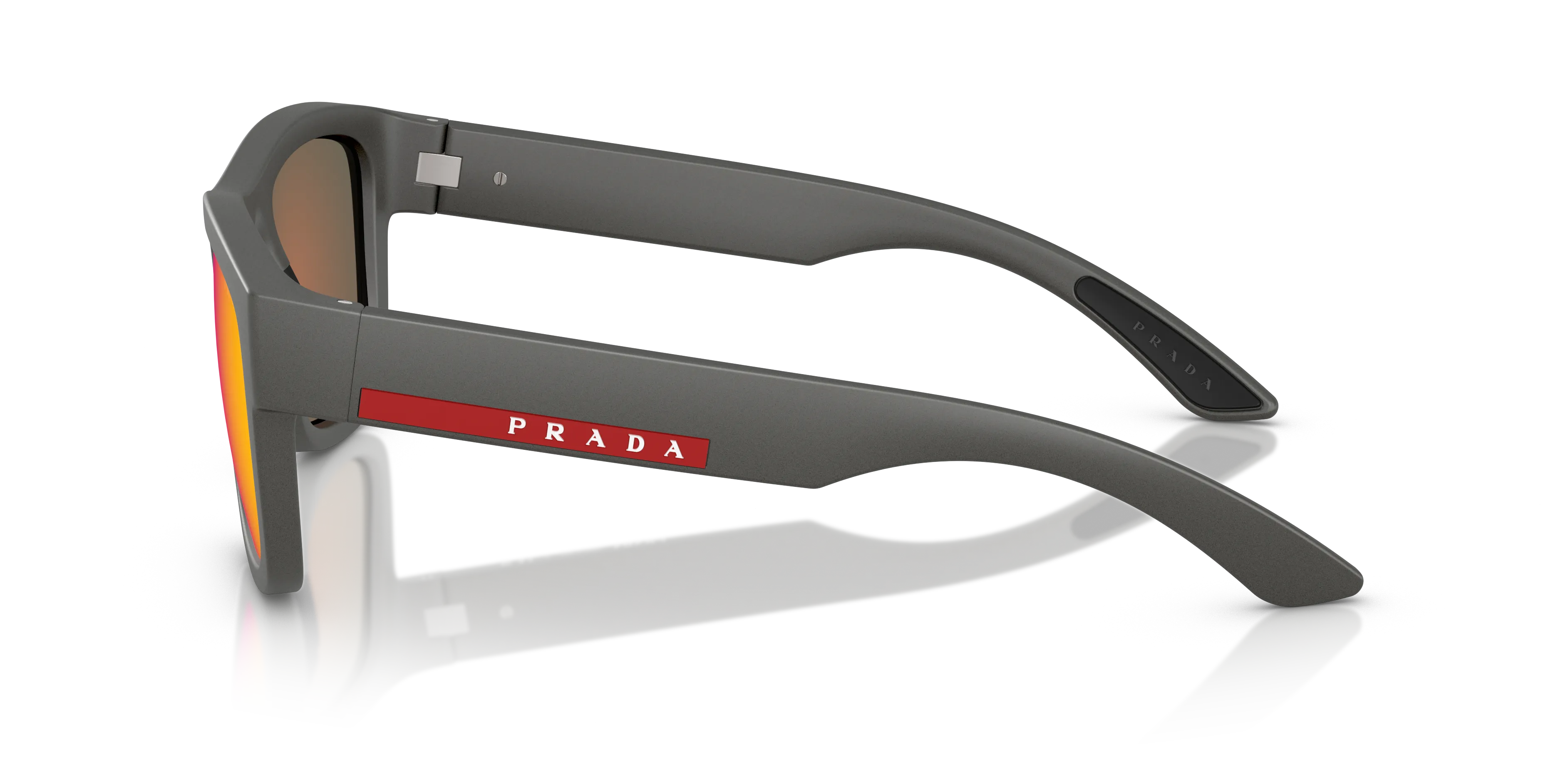 Prada Linea Rossa PS 01ZS 16X02U Occhiali da sole Nylon Argento Marrone Pillow Specchiate - immagine 4