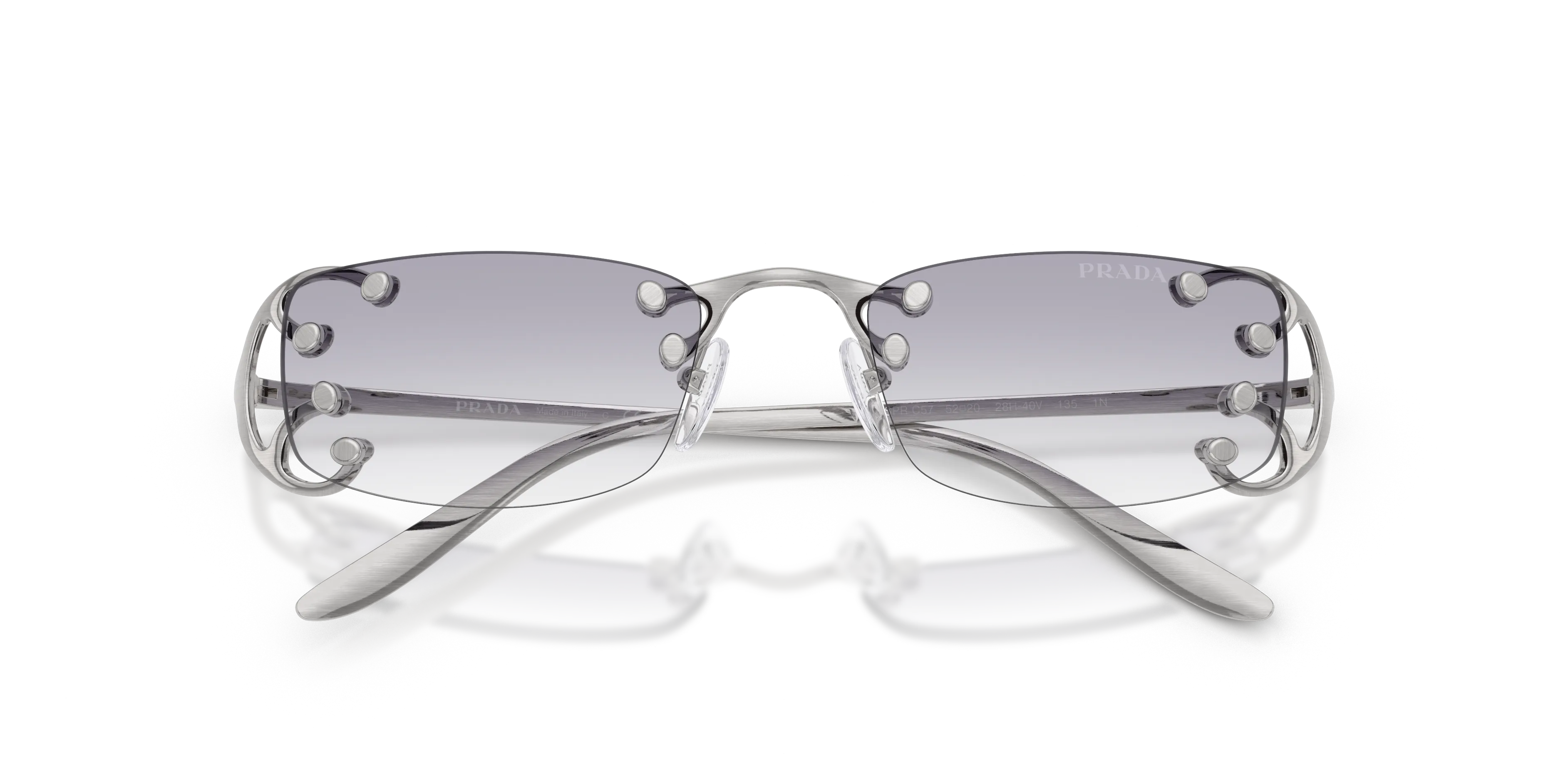 Prada PR C57S 28H40V Occhiali da sole Metallo Argento Grigio Squadrata Normale Sfumato - immagine 2