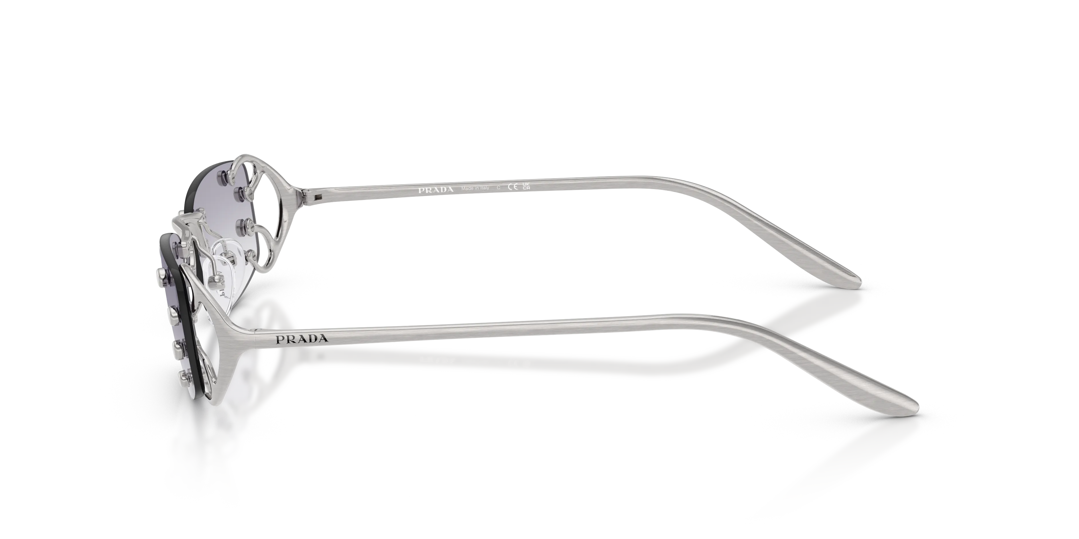 Prada PR C57S 28H40V Occhiali da sole Metallo Argento Grigio Squadrata Normale Sfumato - immagine 4