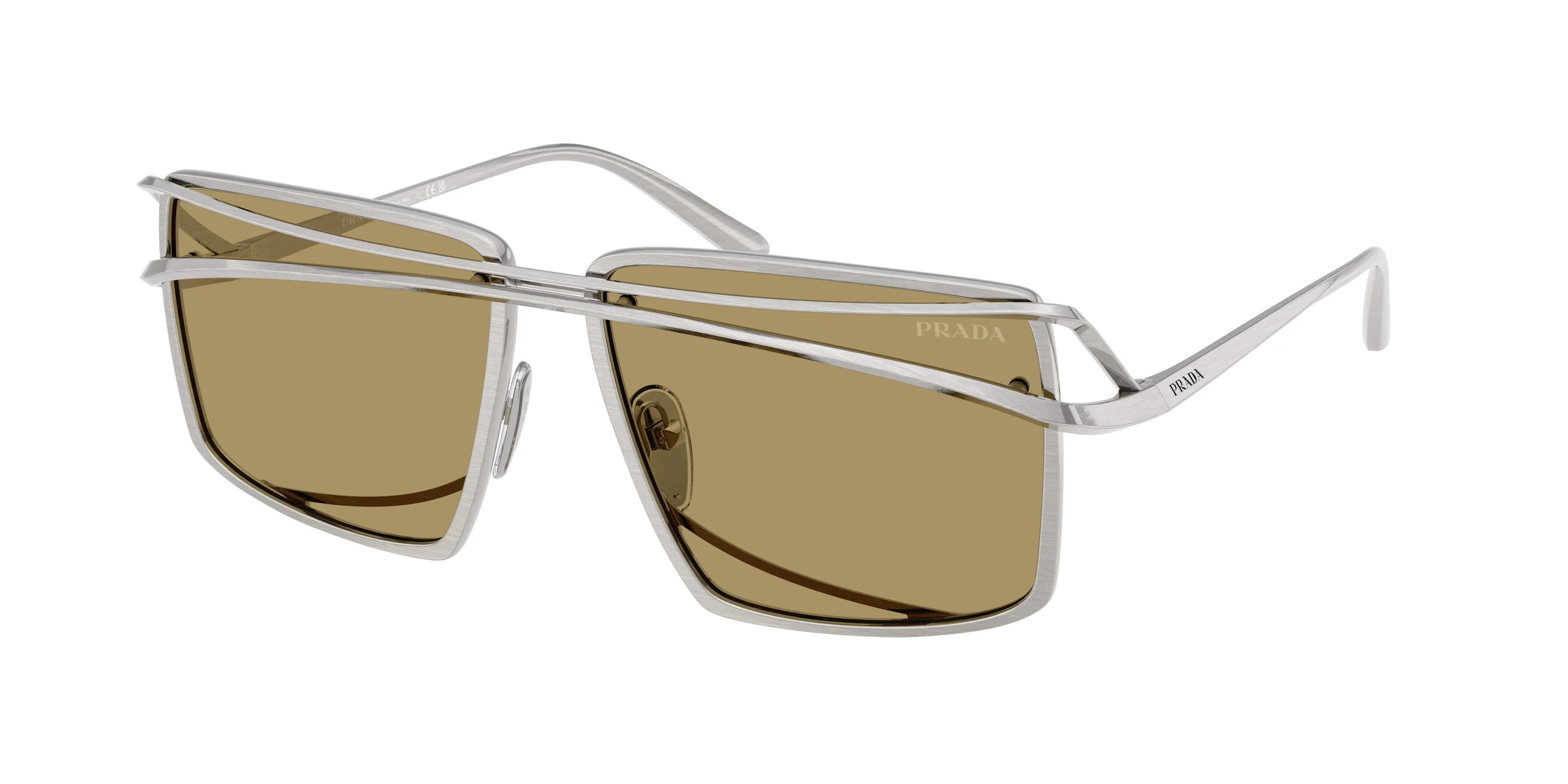 Prada PR C55S 28C70G Occhiali da sole Metallo Argento Verde Geometrica Normale - immagine 1