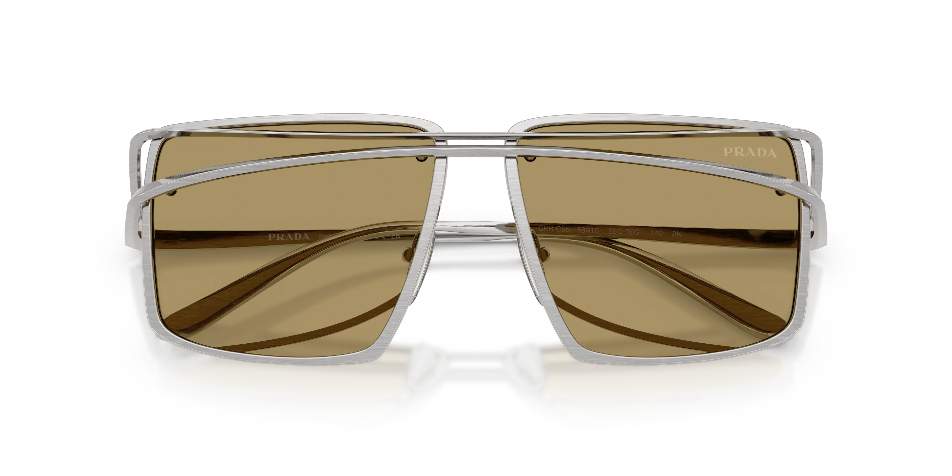 Prada PR C55S 28C70G Occhiali da sole Metallo Argento Verde Geometrica Normale - immagine 2
