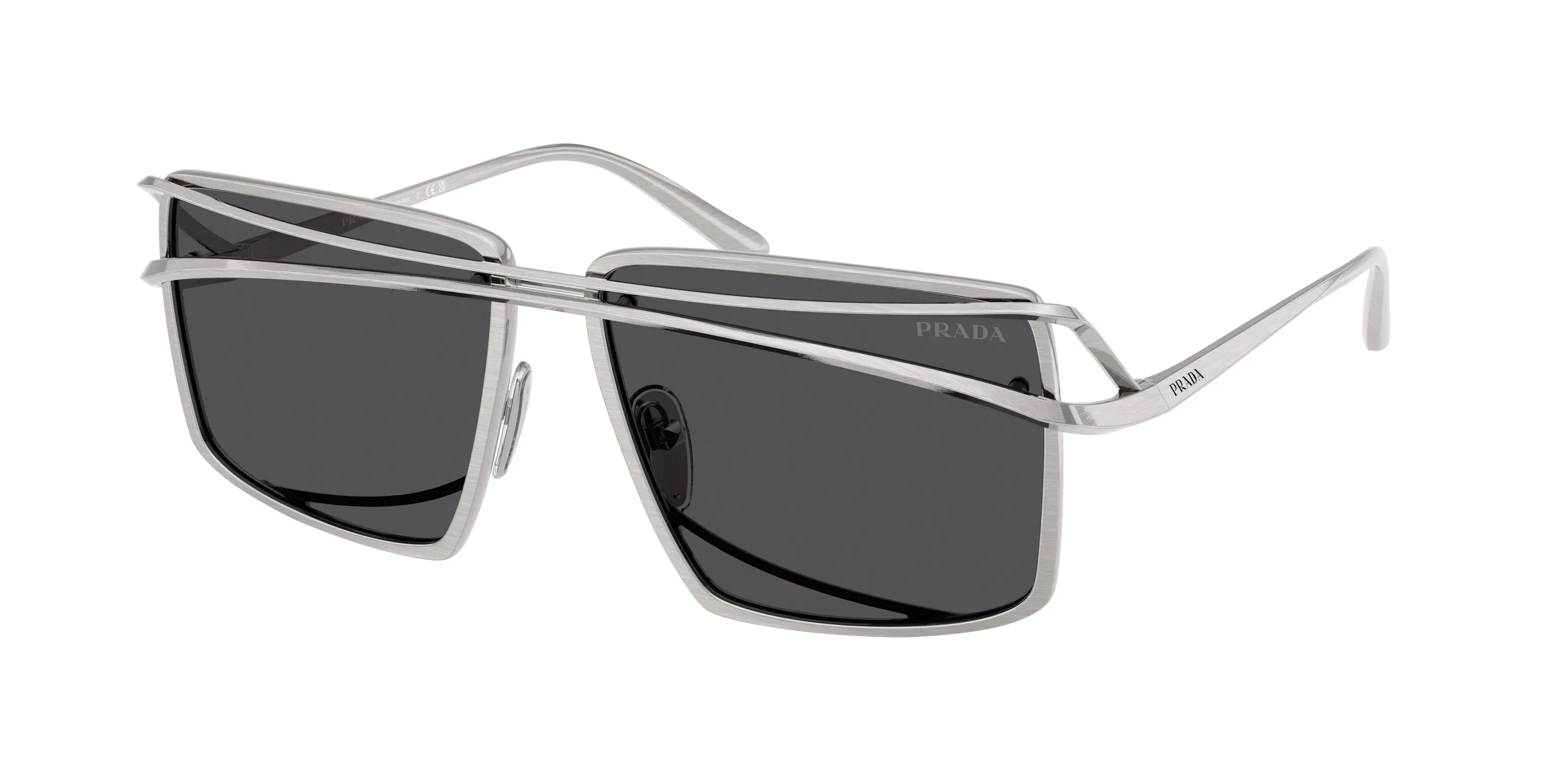 Prada PR C55S 28C08Z Occhiali da sole Metallo Argento Grigio Geometrica Normale - immagine 1