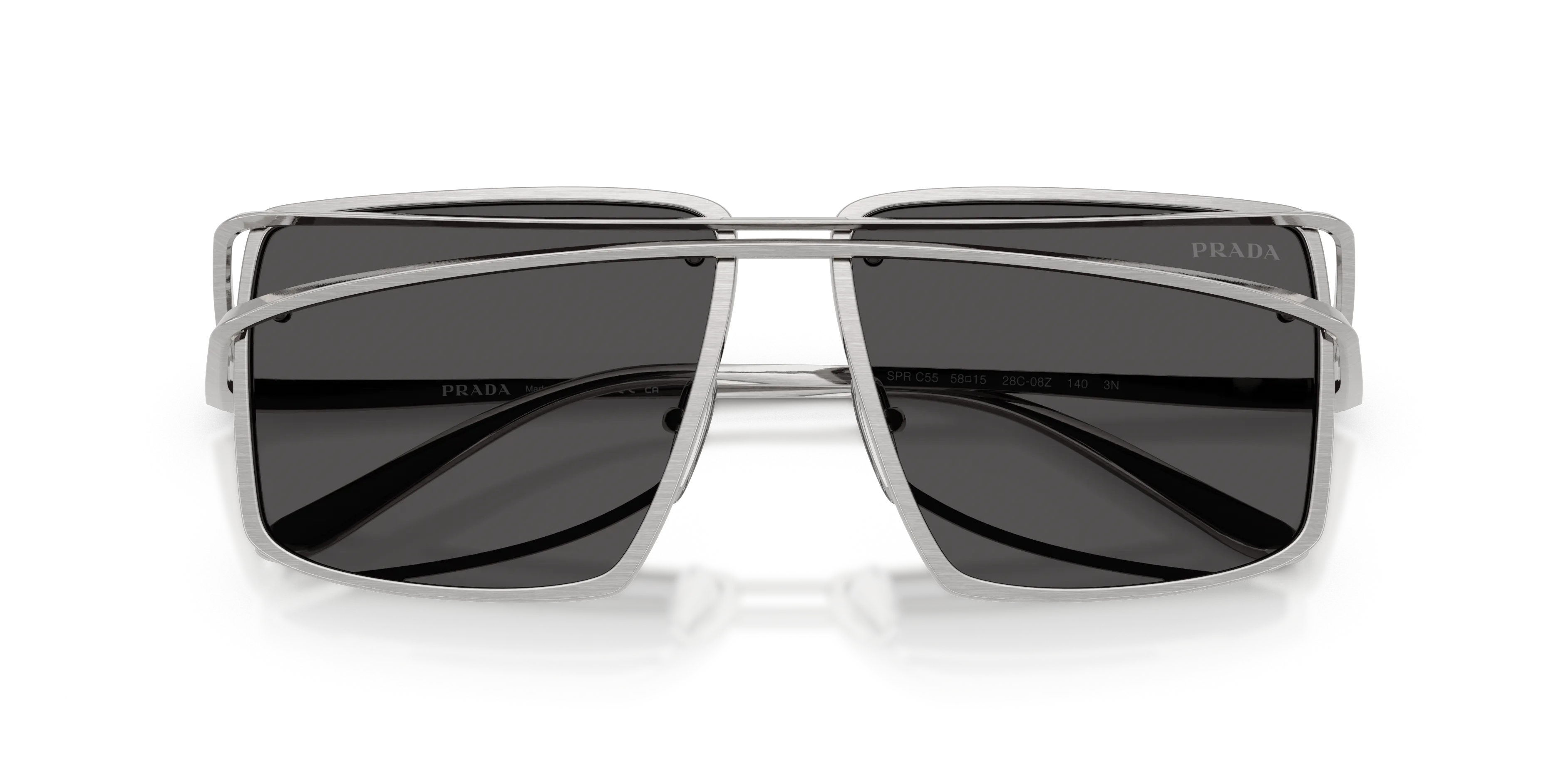 Prada PR C55S 28C08Z Occhiali da sole Metallo Argento Grigio Geometrica Normale - immagine 2