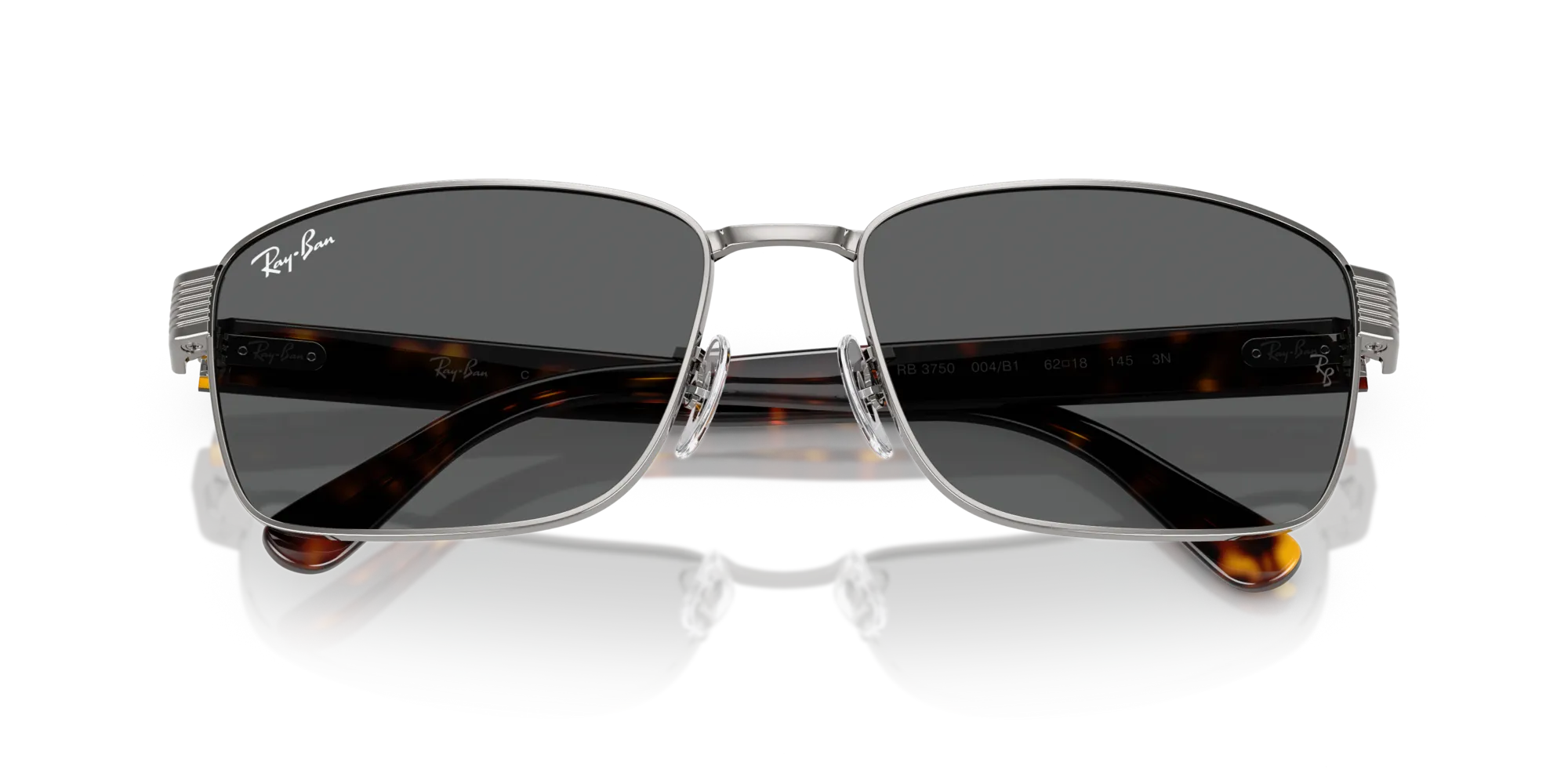 Ray - Ban RB3750 004/B1 Occhiali da sole Metallo Grigio Grigio Squadrata Normale - immagine 2
