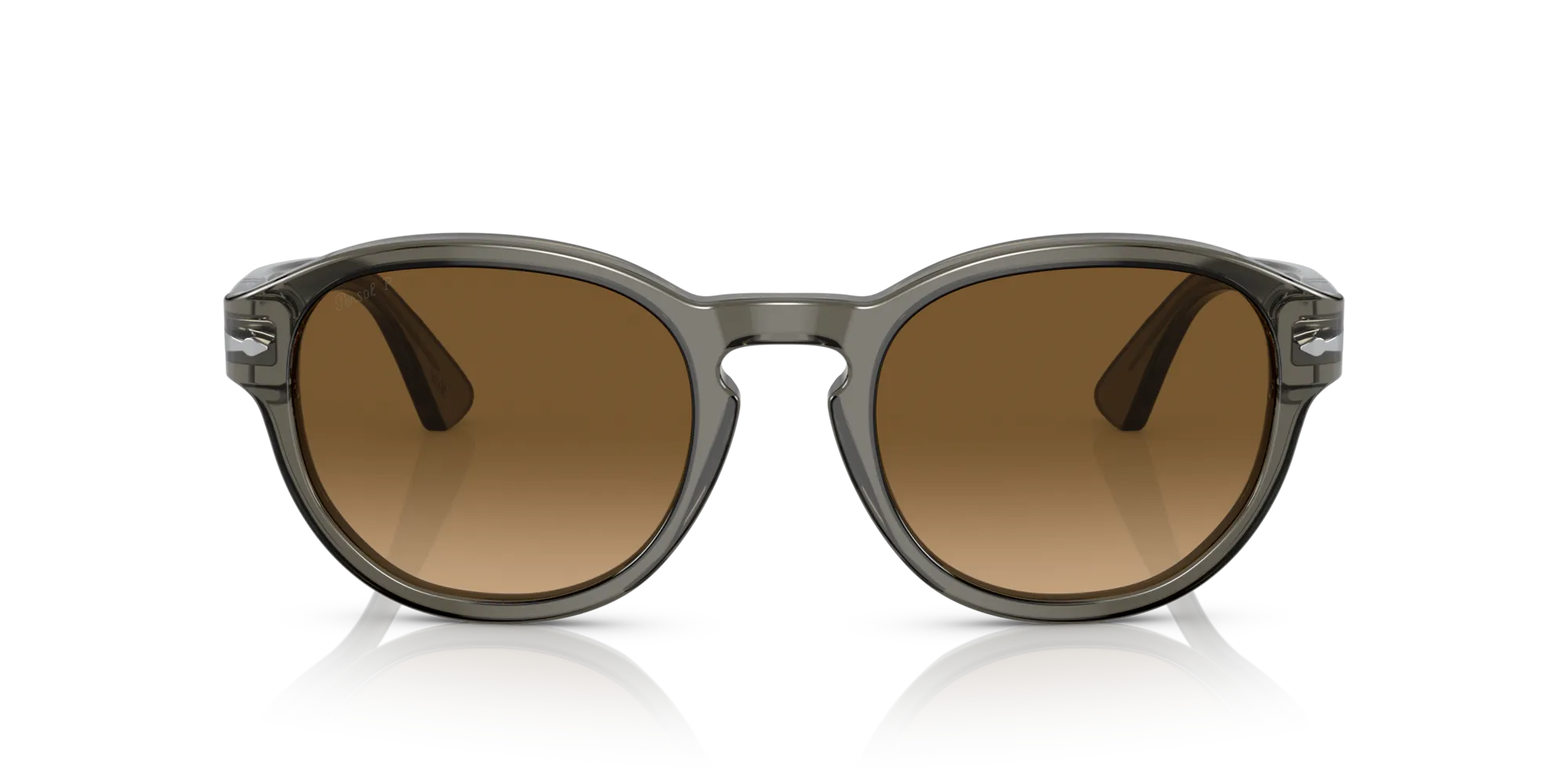 Persol PO3304S 1103M2 Occhiali da sole Acetato Grigio Marrone Rotonda Polarizzata - immagine 3