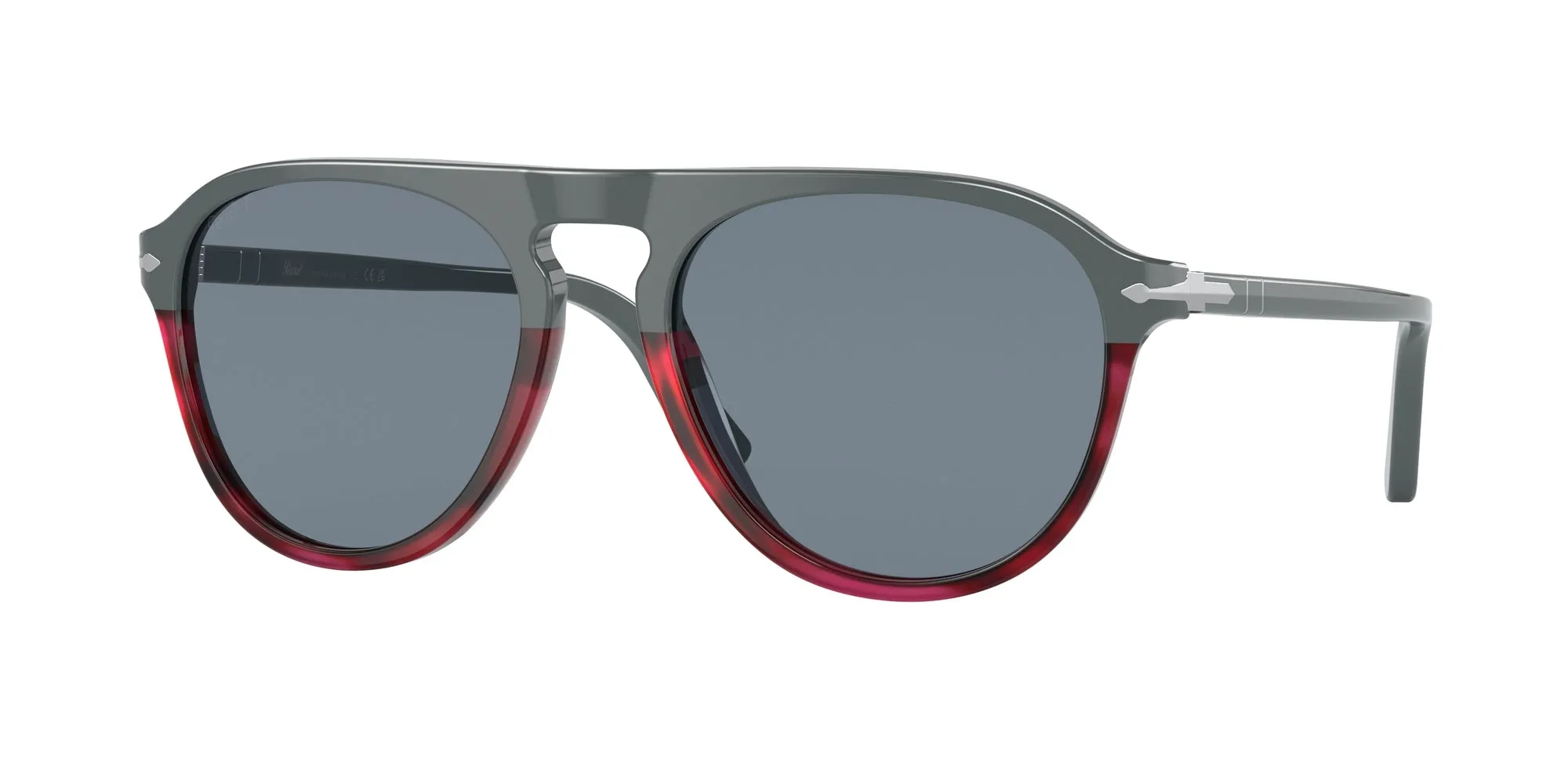 Persol PO3302S 117656 Occhiali da sole Acetato Grigio Blu Pilot Normale - immagine 1