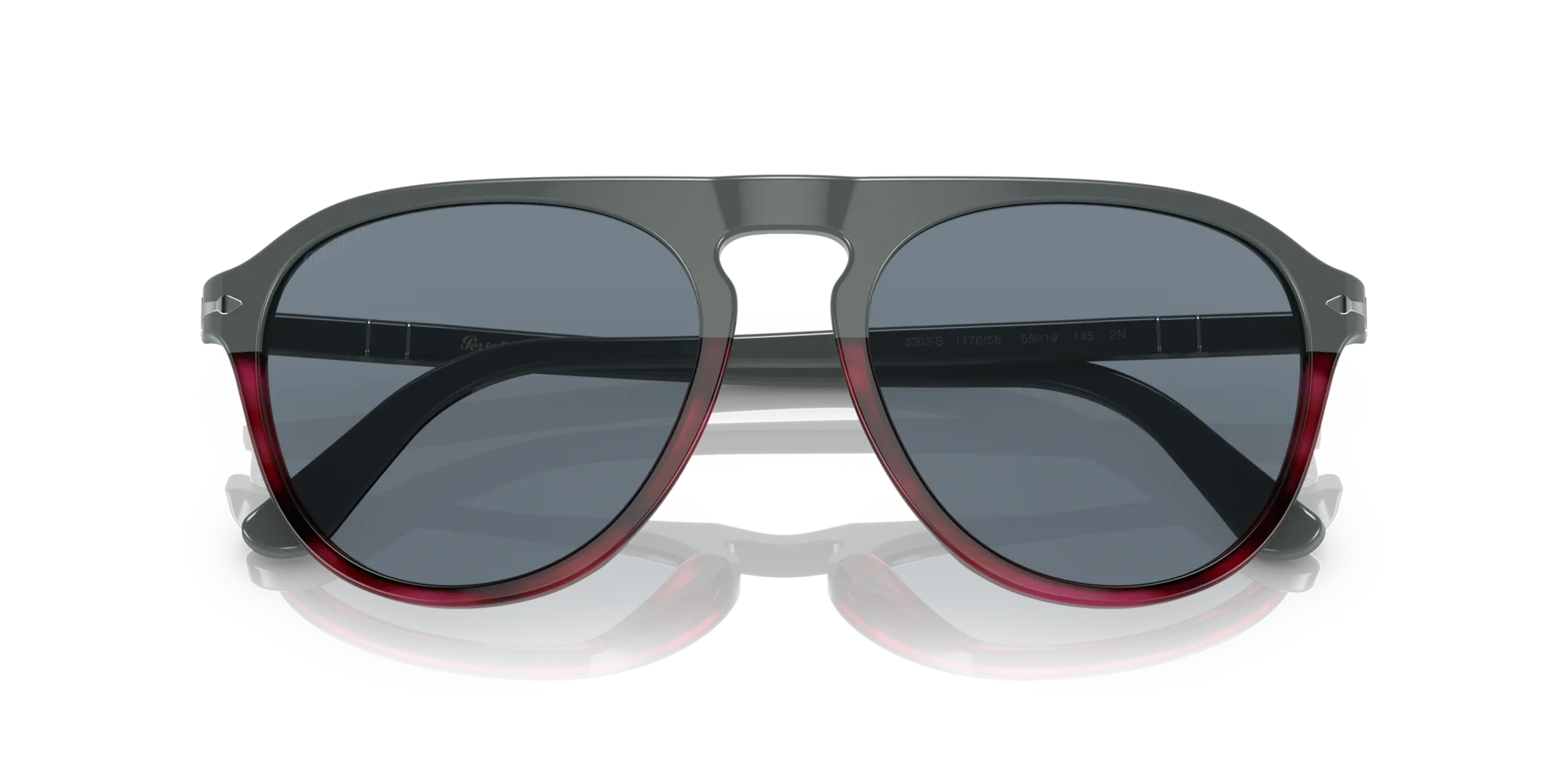 Persol PO3302S 117656 Occhiali da sole Acetato Grigio Blu Pilot Normale - immagine 2
