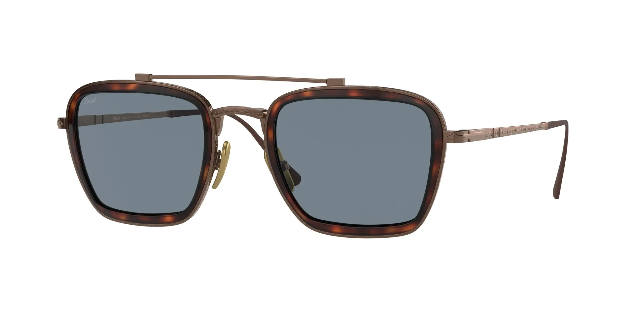 Persol PO5012ST 801656 Occhiali da sole Titanio Marrone Blu Squadrata Normale - immagine 1