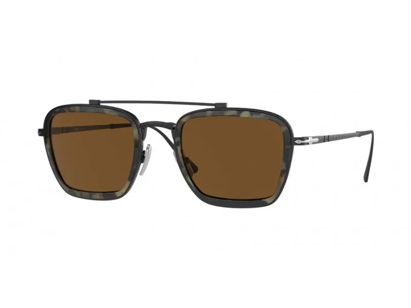 Persol PO5012ST 801557 Occhiali da sole Titanio Nero Marrone Squadrata Polarizzata - immagine 1