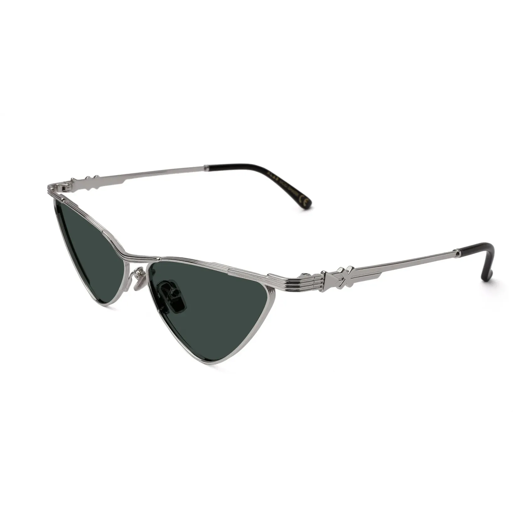 XLAB Shark Occhiali da sole Metallo Argento Verde G15 Cat Eye Polarizzata - immagine 1