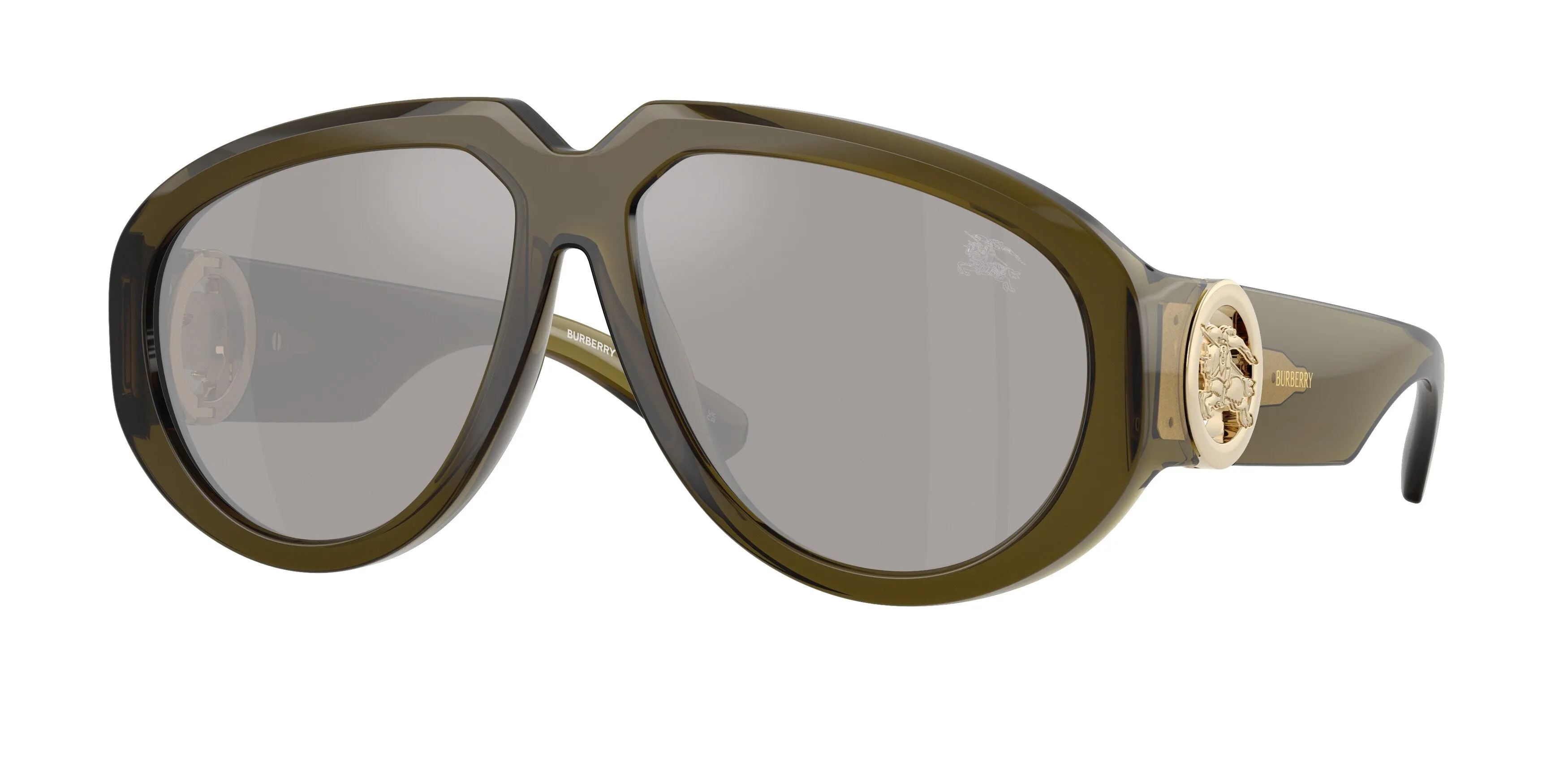 Burberry BE4479U 41946G Occhiali da sole Iniettato Verde Grigio Pilot Specchiate - immagine 1