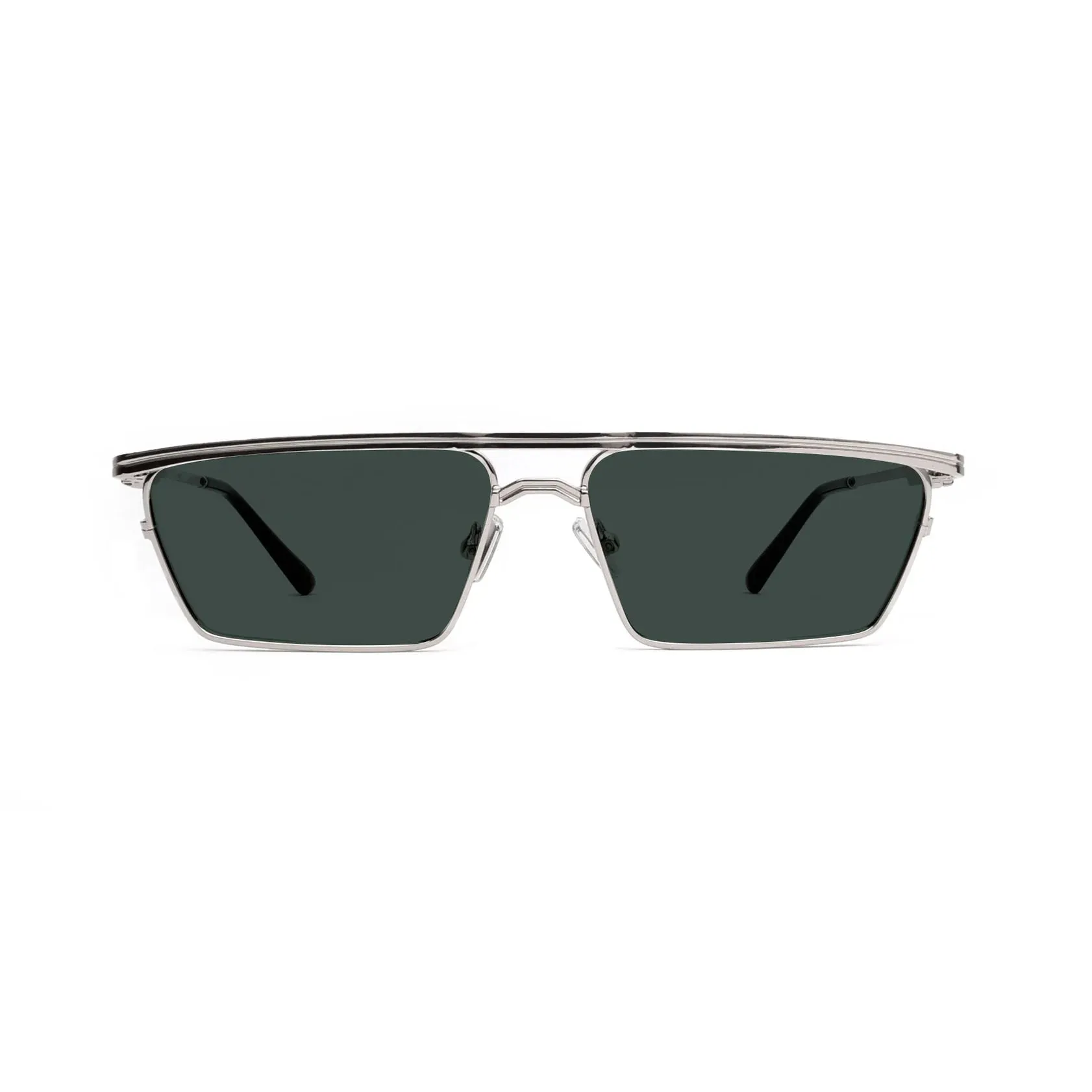 XLAB Portland Occhiali da sole Metallo Argento Verde G15 Squadrata Polarizzata - immagine 2