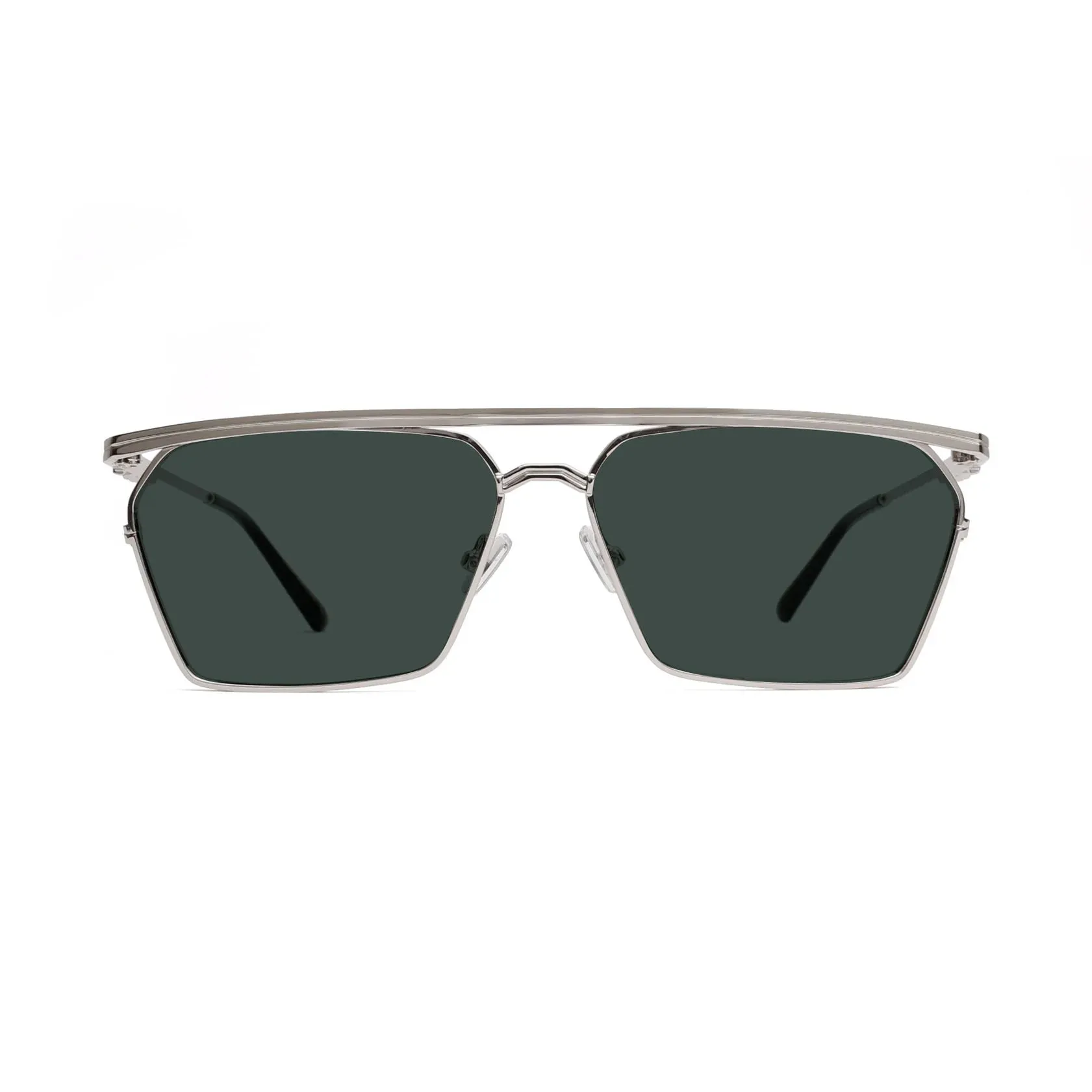 XLAB Cuba Occhiali da sole Metallo Argento Verde G15 Squadrata Polarizzata - immagine 2