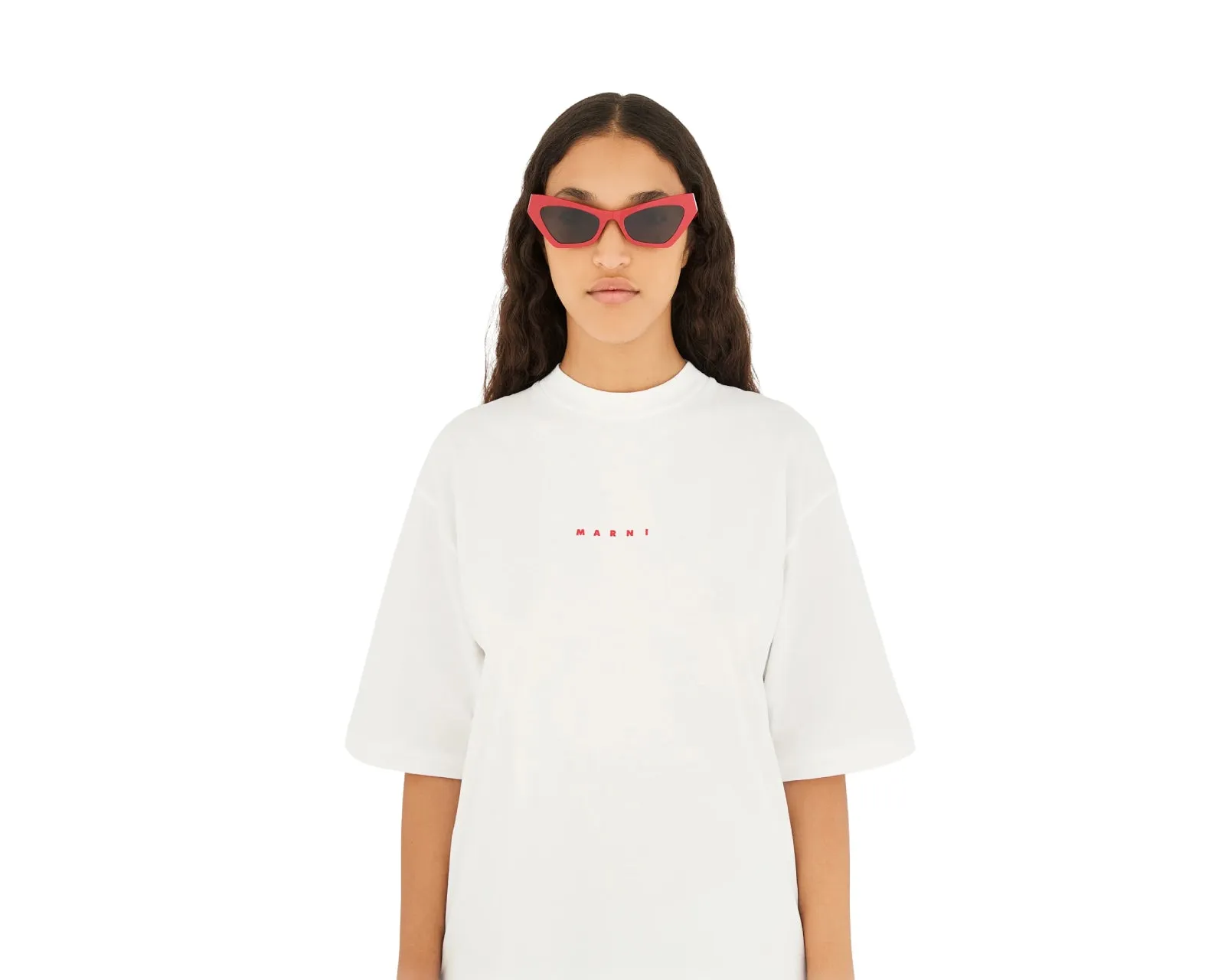 Marni 8AF Zelaryth Red Occhiali da sole Acetato Rosso Nero Geometrica - immagine 4