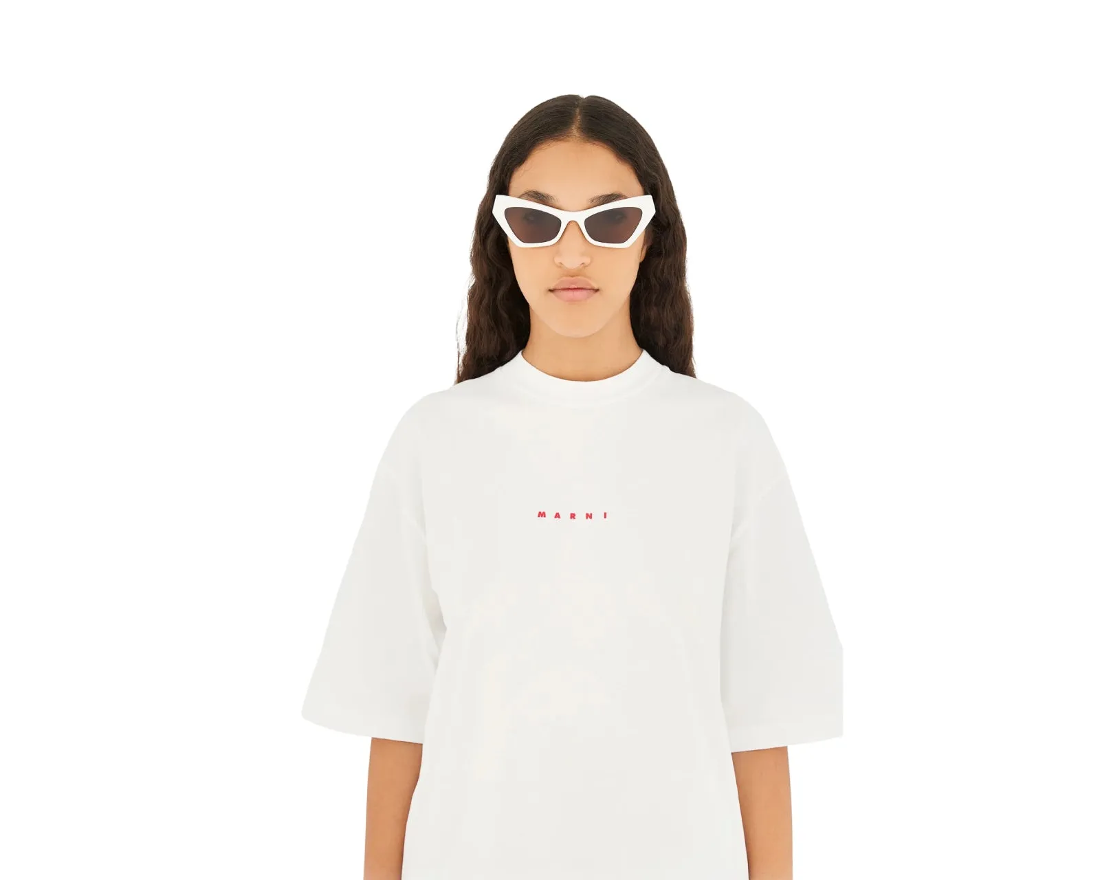 Marni 4KW Zelaryth White Occhiali da sole Acetato Bianco Marrone Geometrica - immagine 3