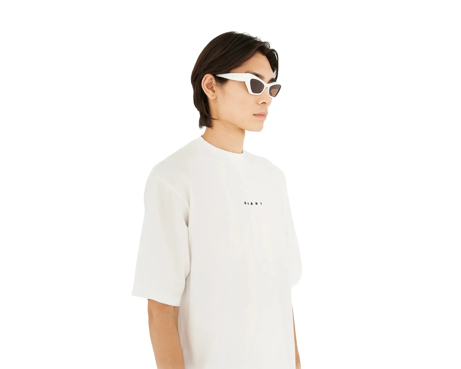 Marni 4KW Zelaryth White Occhiali da sole Acetato Bianco Marrone Geometrica - immagine 4