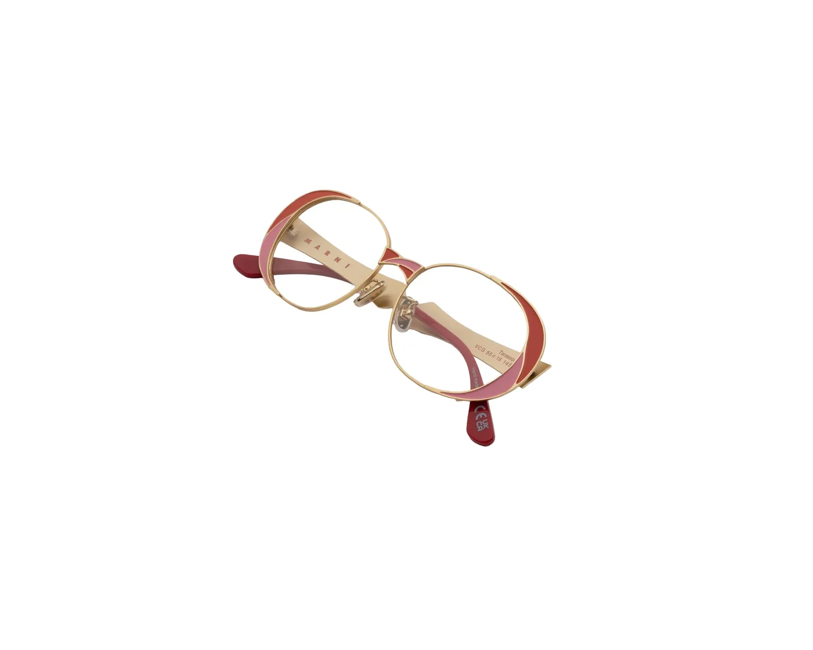 Marni VCG Tarassqa Red Montature da vista Metallo Rosso Rotonda - immagine 3