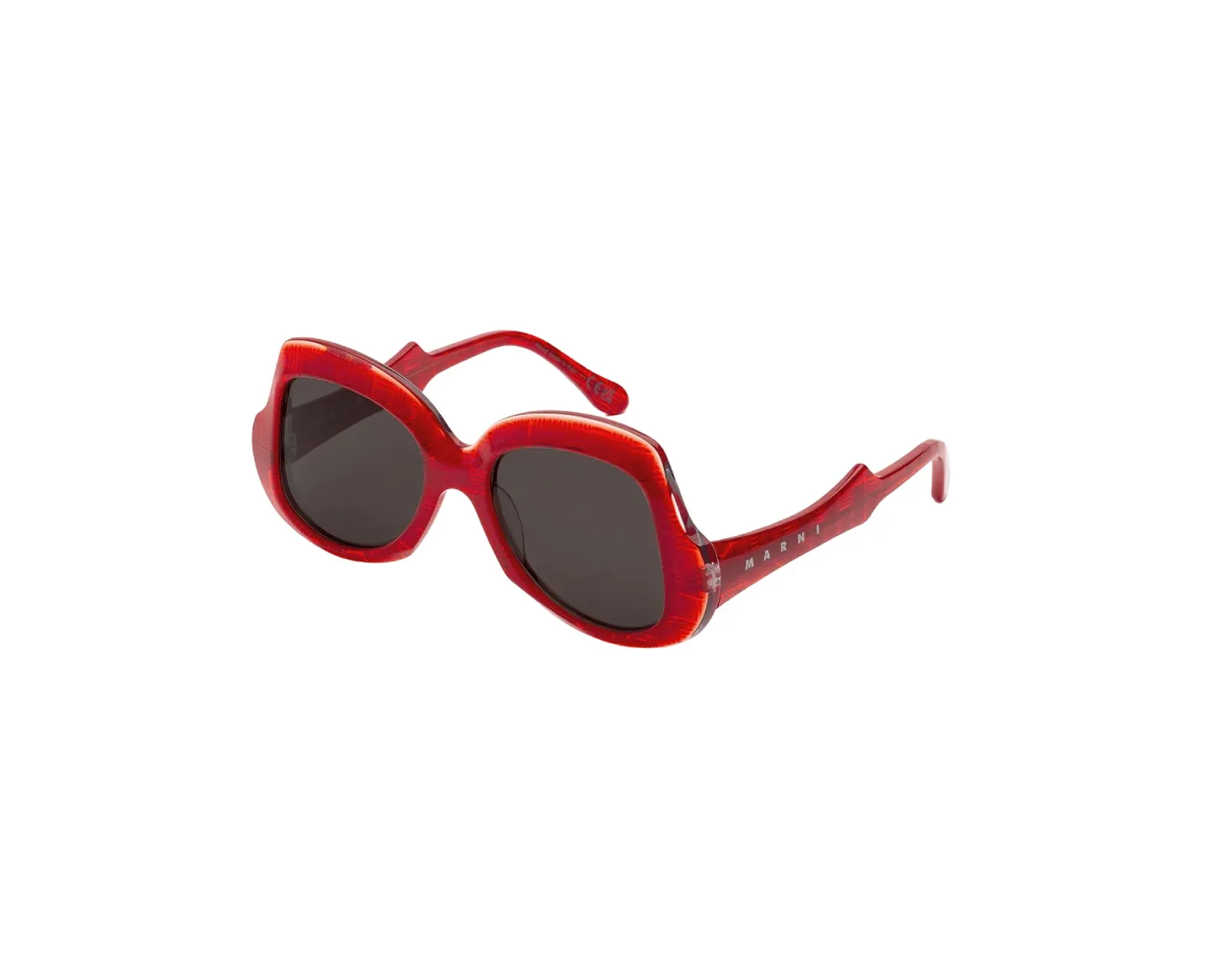 Marni PS8 Quelyfish Red Comb Occhiali da sole Acetato Rosso Nero Geometrica - immagine 1