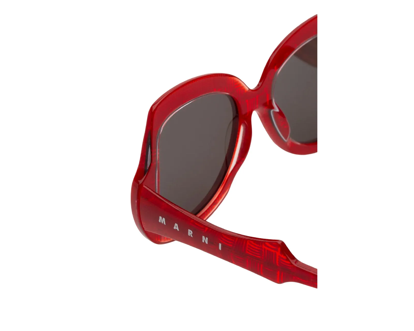 Marni PS8 Quelyfish Red Comb Occhiali da sole Acetato Rosso Nero Geometrica - immagine 3