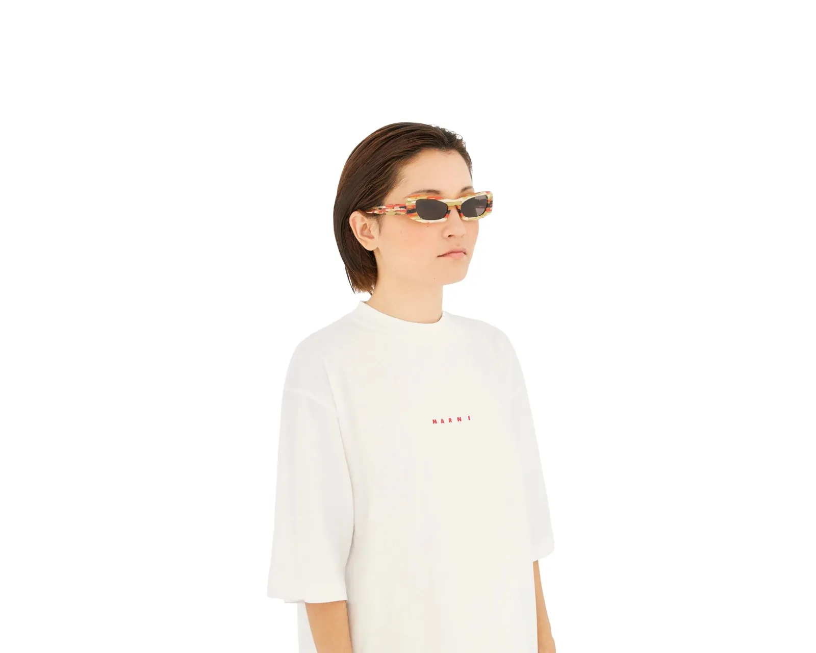 Marni DPO Nyama Stripes Occhiali da sole Acetato Fantasia Grigio Squadrata - immagine 4