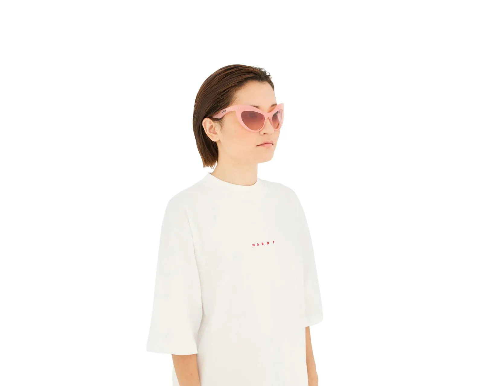 Marni IS5 Holoholona Pink Occhiali da sole Acetato Rosa Rosa Geometrica Sfumato - immagine 4