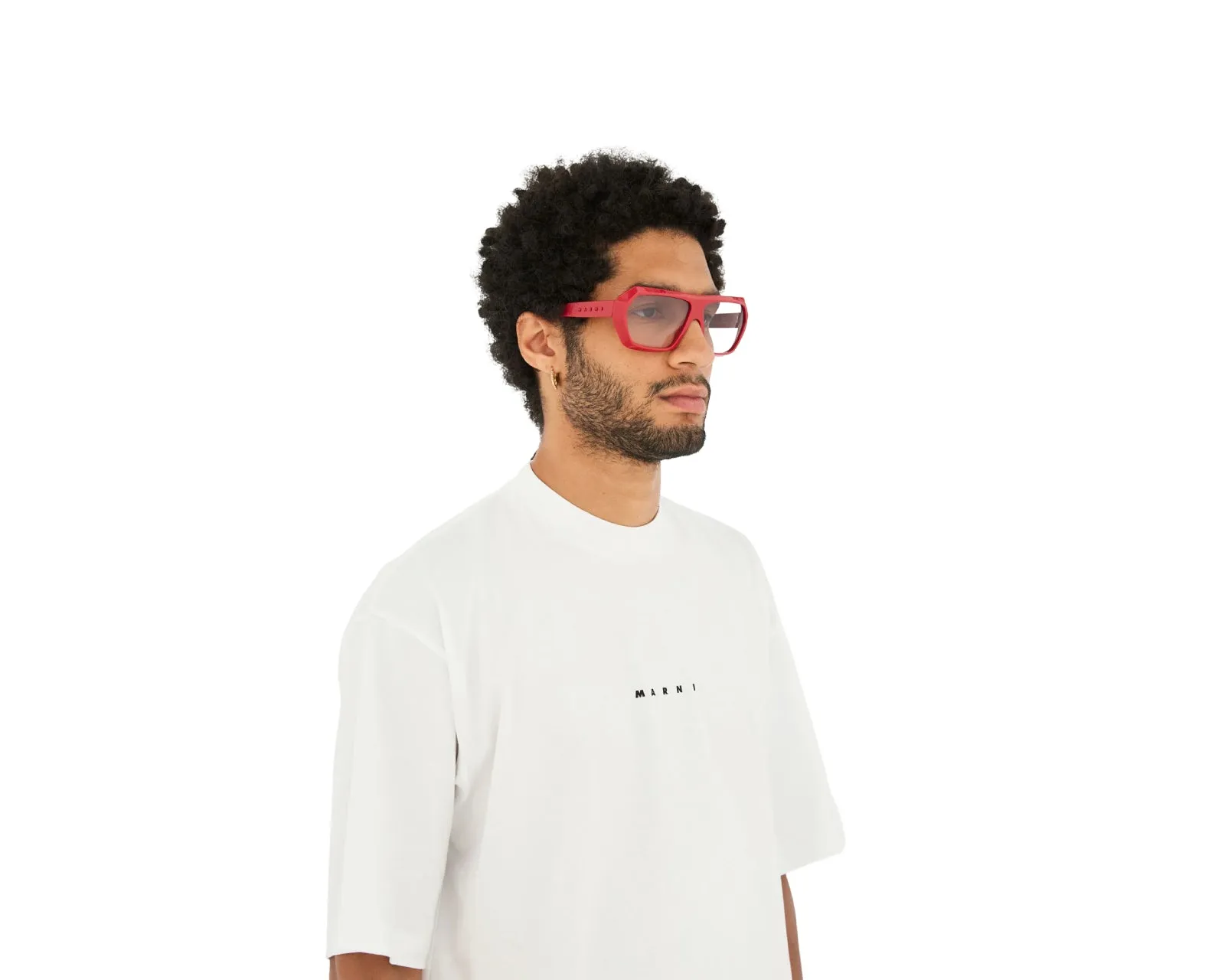 Marni XA0 Dhazut Red Occhiali da sole Acetato Rosso Fumo Squadrata Normale Sfumato - immagine 4