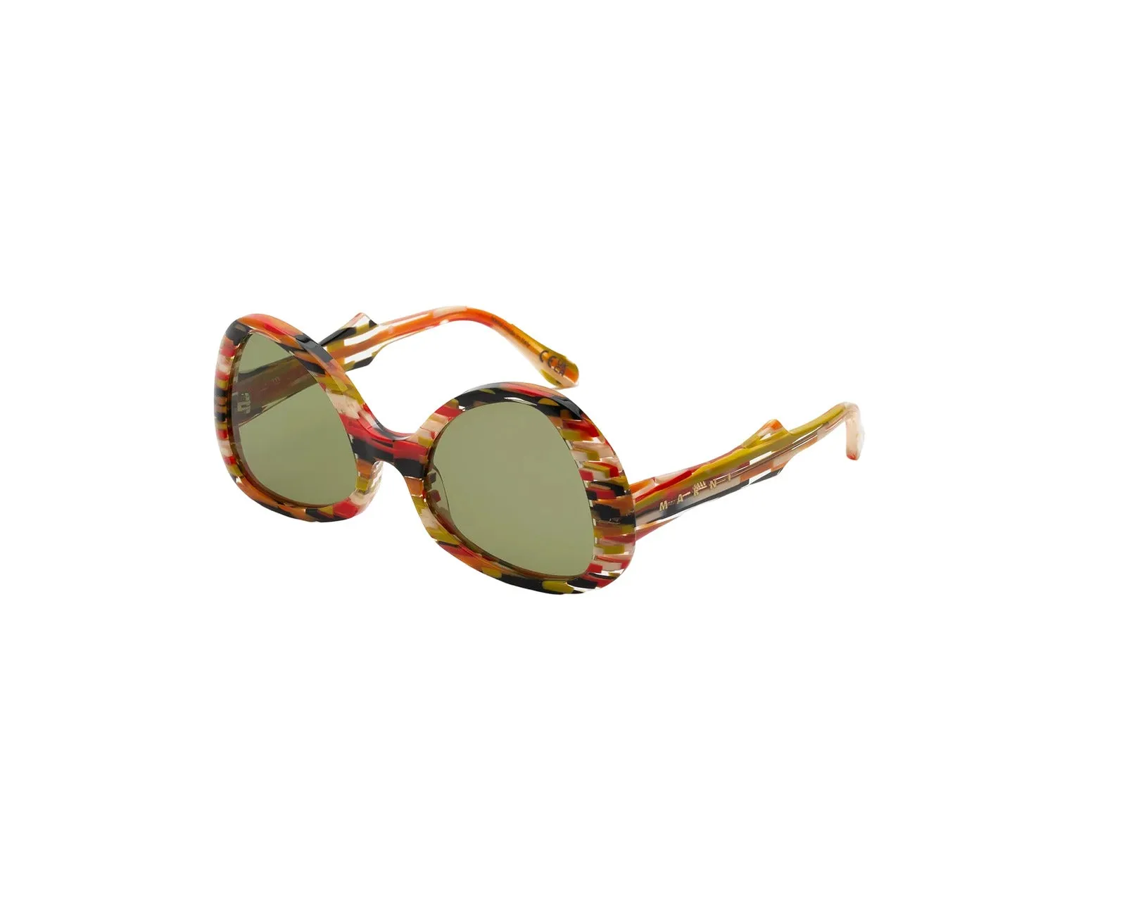 Marni P1R Anu Ohia Stripes Occhiali da sole Acetato Fantasia Verde Geometrica Normale - immagine 1