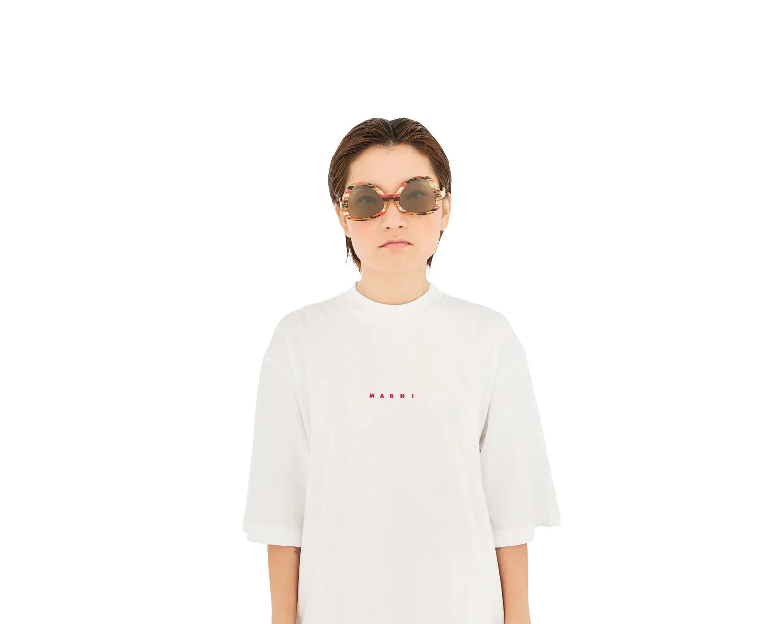 Marni P1R Anu Ohia Stripes Occhiali da sole Acetato Fantasia Verde Geometrica Normale - immagine 4