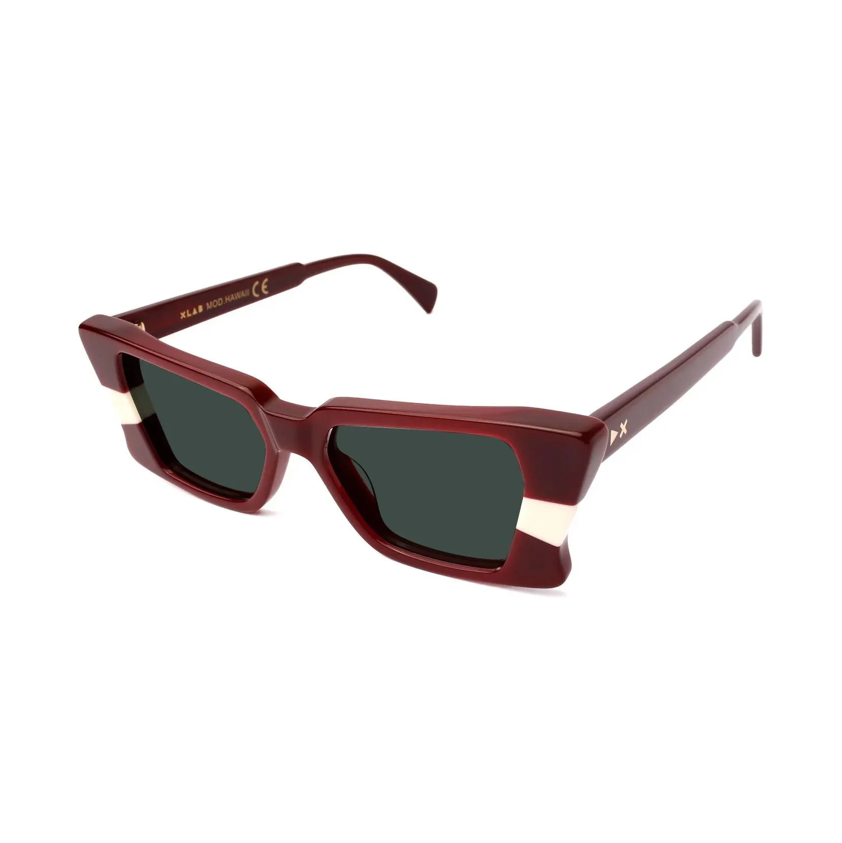 XLAB Hawaii Occhiali da sole Acetato Bordeaux Verde G15 Squadrata Polarizzata - immagine 1