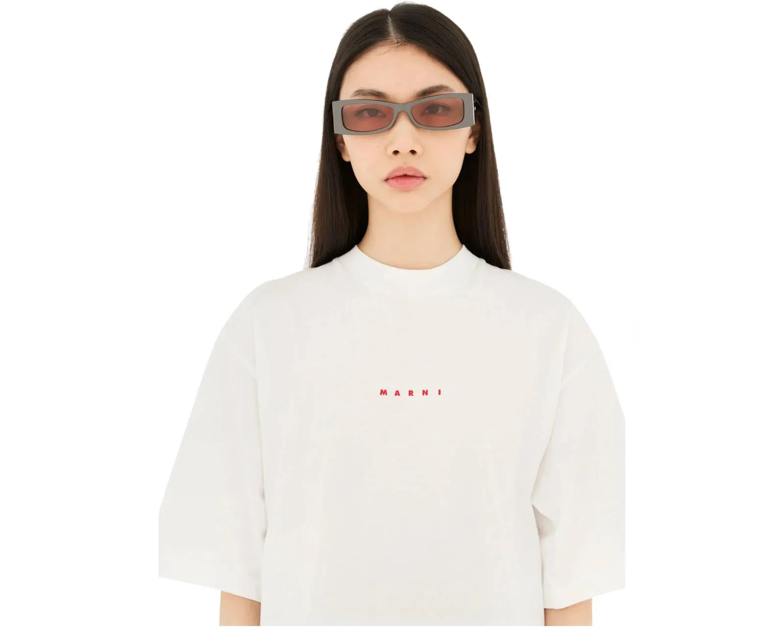 Marni SEI Zokoa Solid Grey Occhiali da sole Acetato Grigio Rosso Squadrata - immagine 4