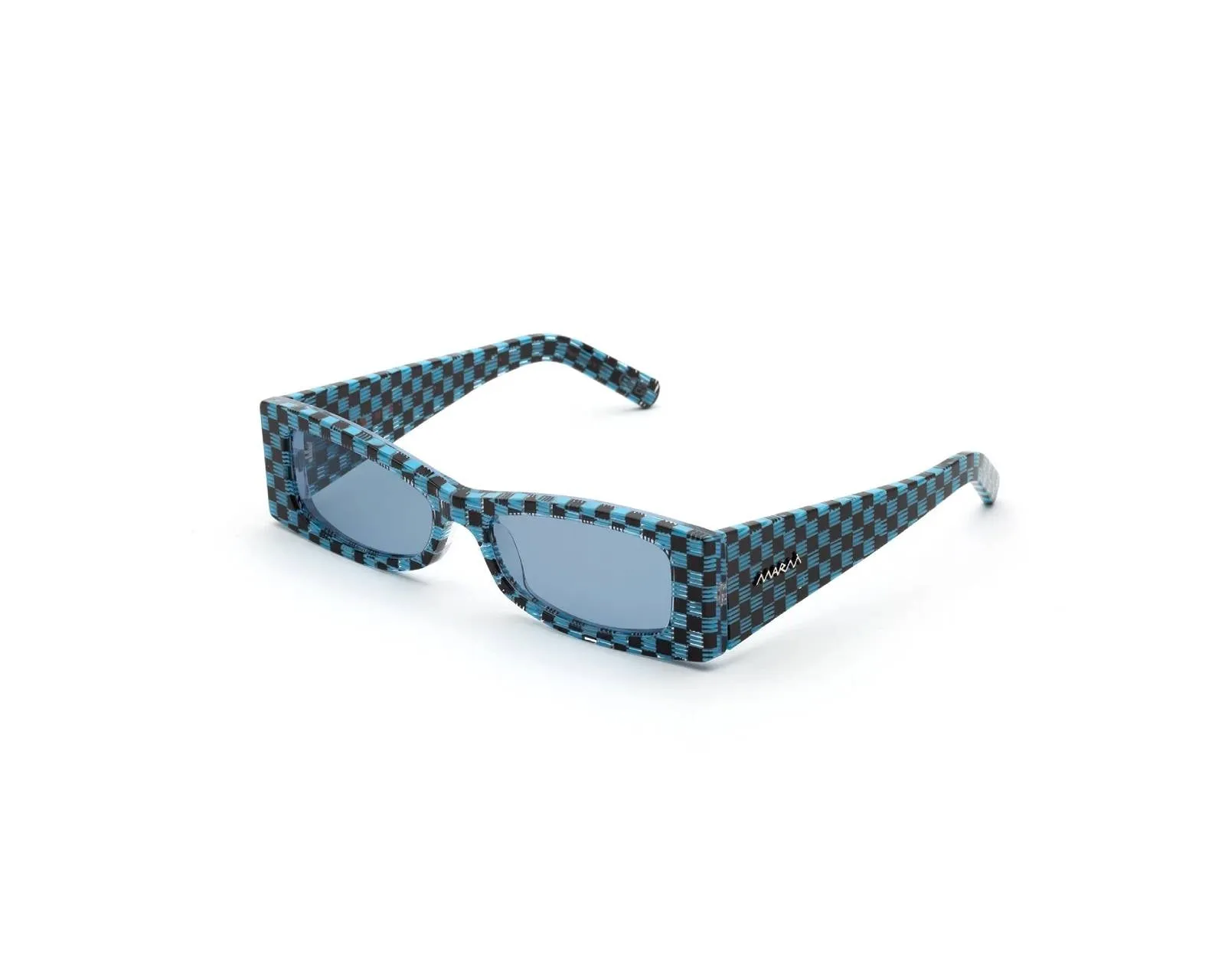 Marni OAY Zokoa Blue/Black Checks Occhiali da sole Acetato Blu Blu Squadrata - immagine 1
