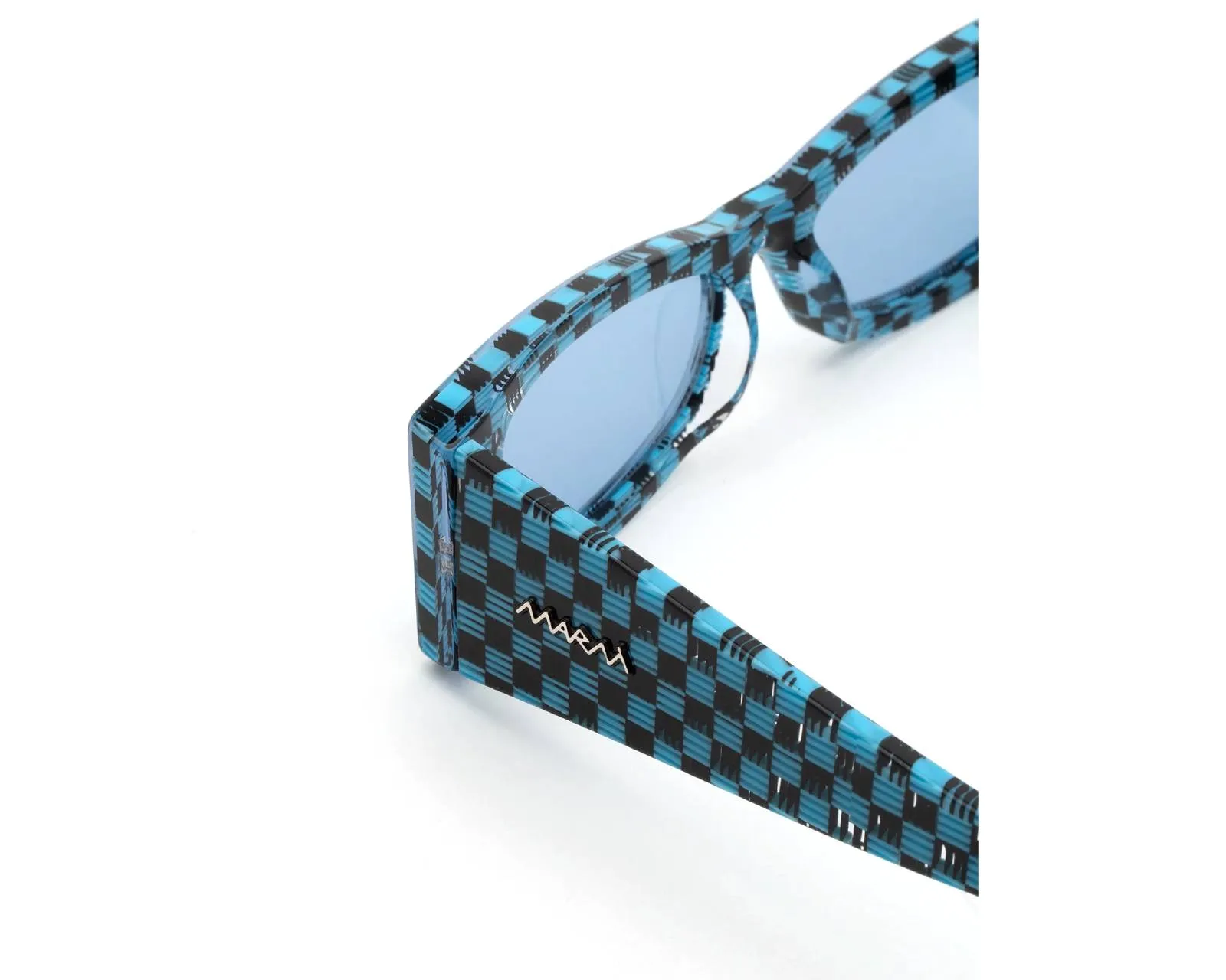 Marni OAY Zokoa Blue/Black Checks Occhiali da sole Acetato Blu Blu Squadrata - immagine 3