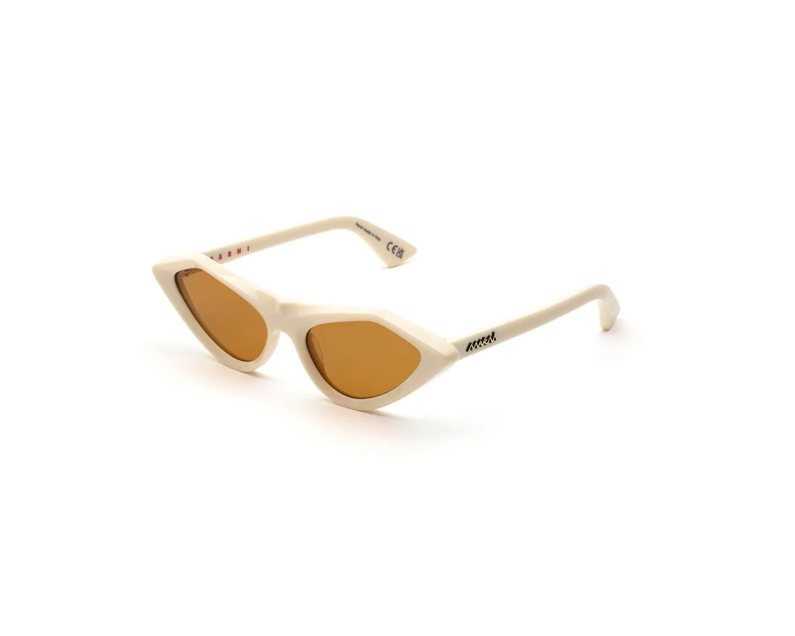 Marni 9G3 Tikbarri Cream Occhiali da sole Acetato Avorio Marrone Cat Eye - immagine 1