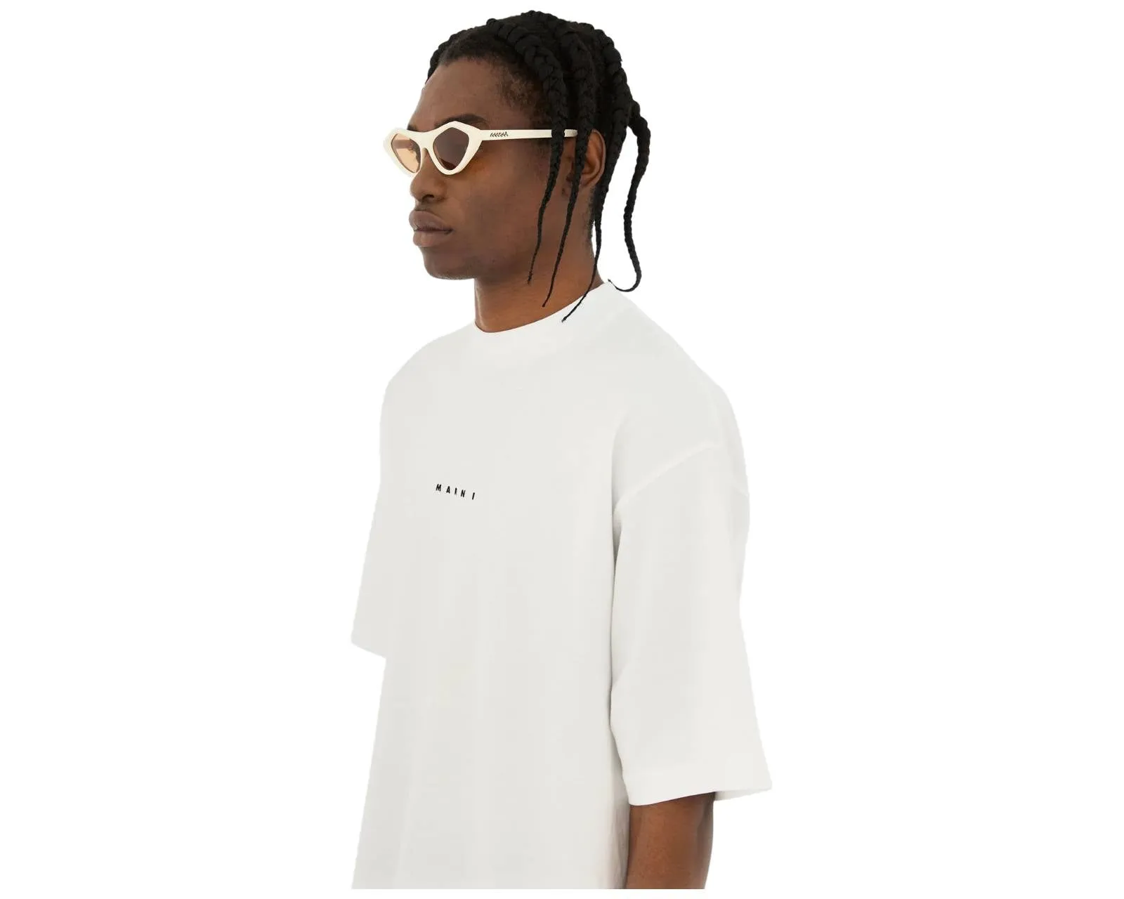 Marni 9G3 Tikbarri Cream Occhiali da sole Acetato Avorio Marrone Cat Eye - immagine 4